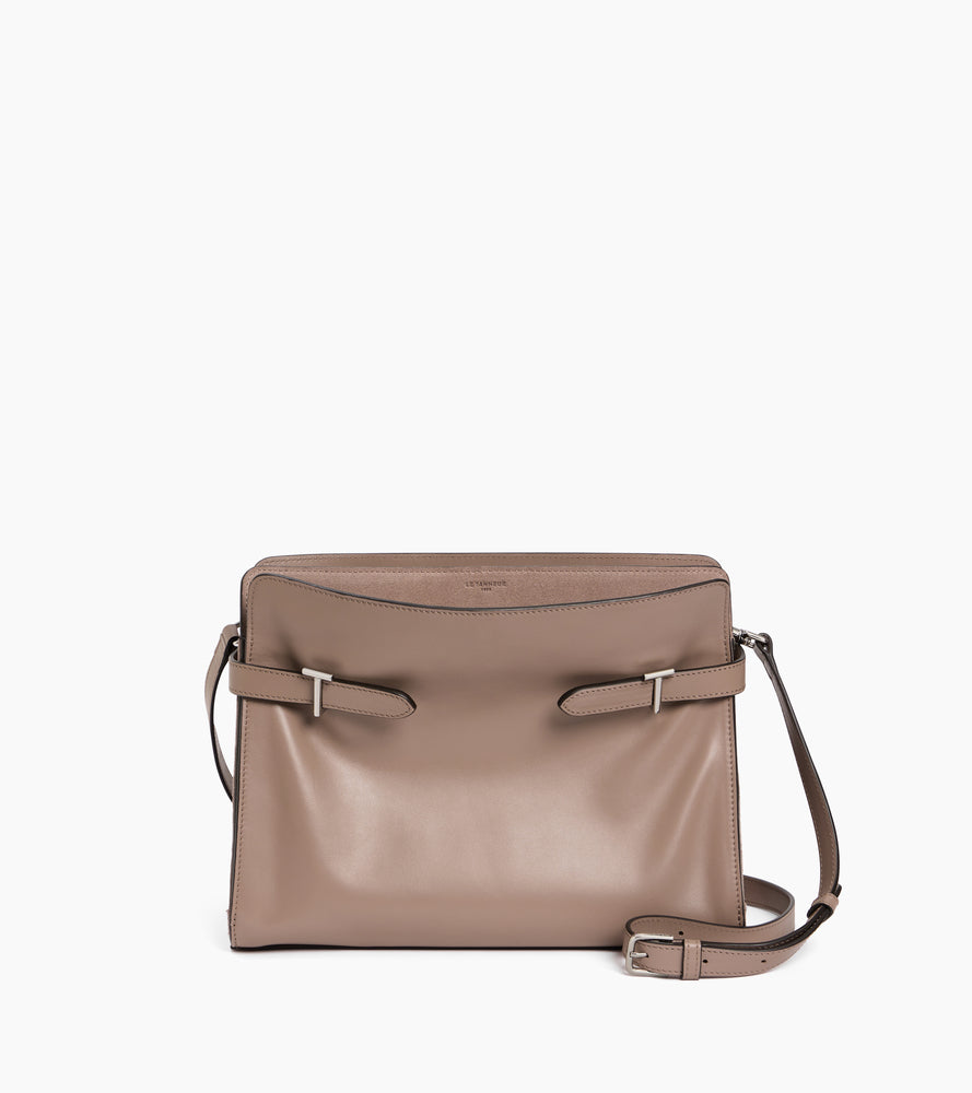 Sac porté épaule grand modèle Emie en cuir lisse et nubuck