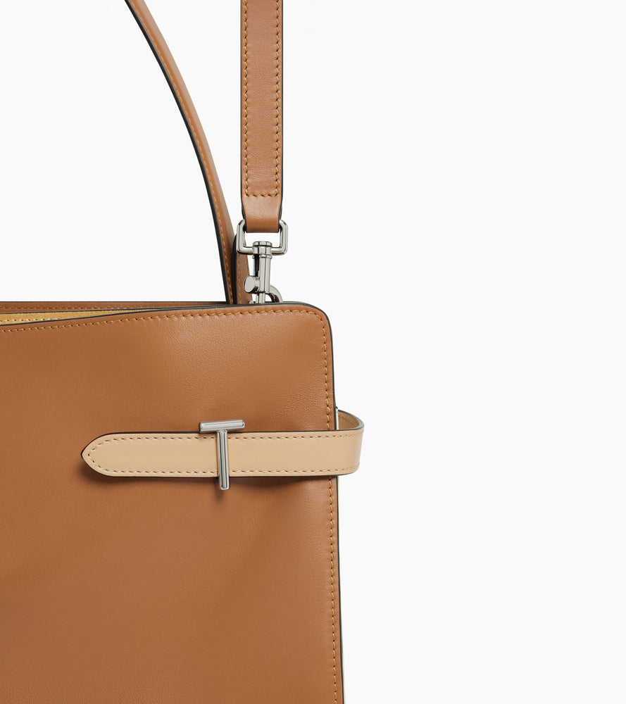Sac porté épaule grand modèle Emie en cuir lisse et nubuck