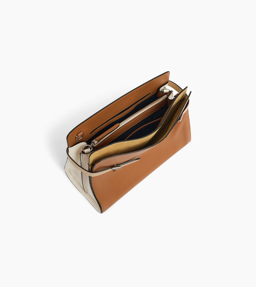 Sac porté épaule grand modèle Emie en cuir lisse et nubuck