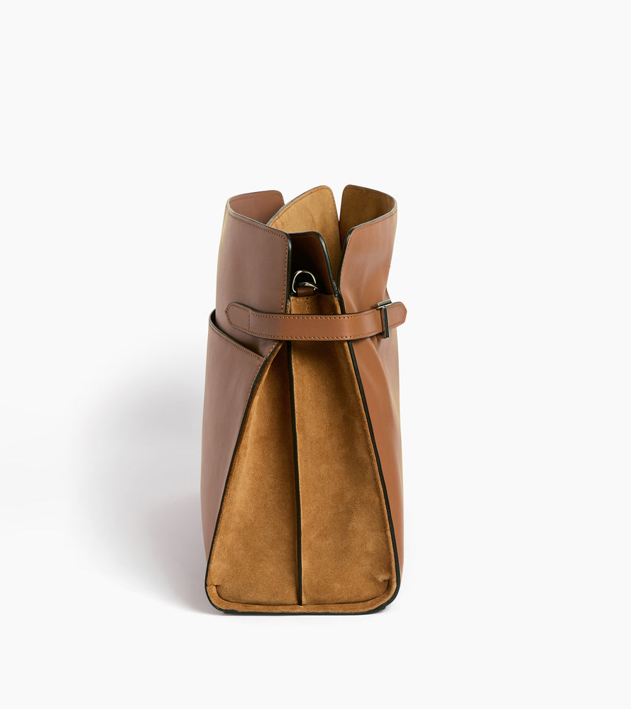 Sac porté épaule modèle maxi Emie en cuir lisse et nubuck