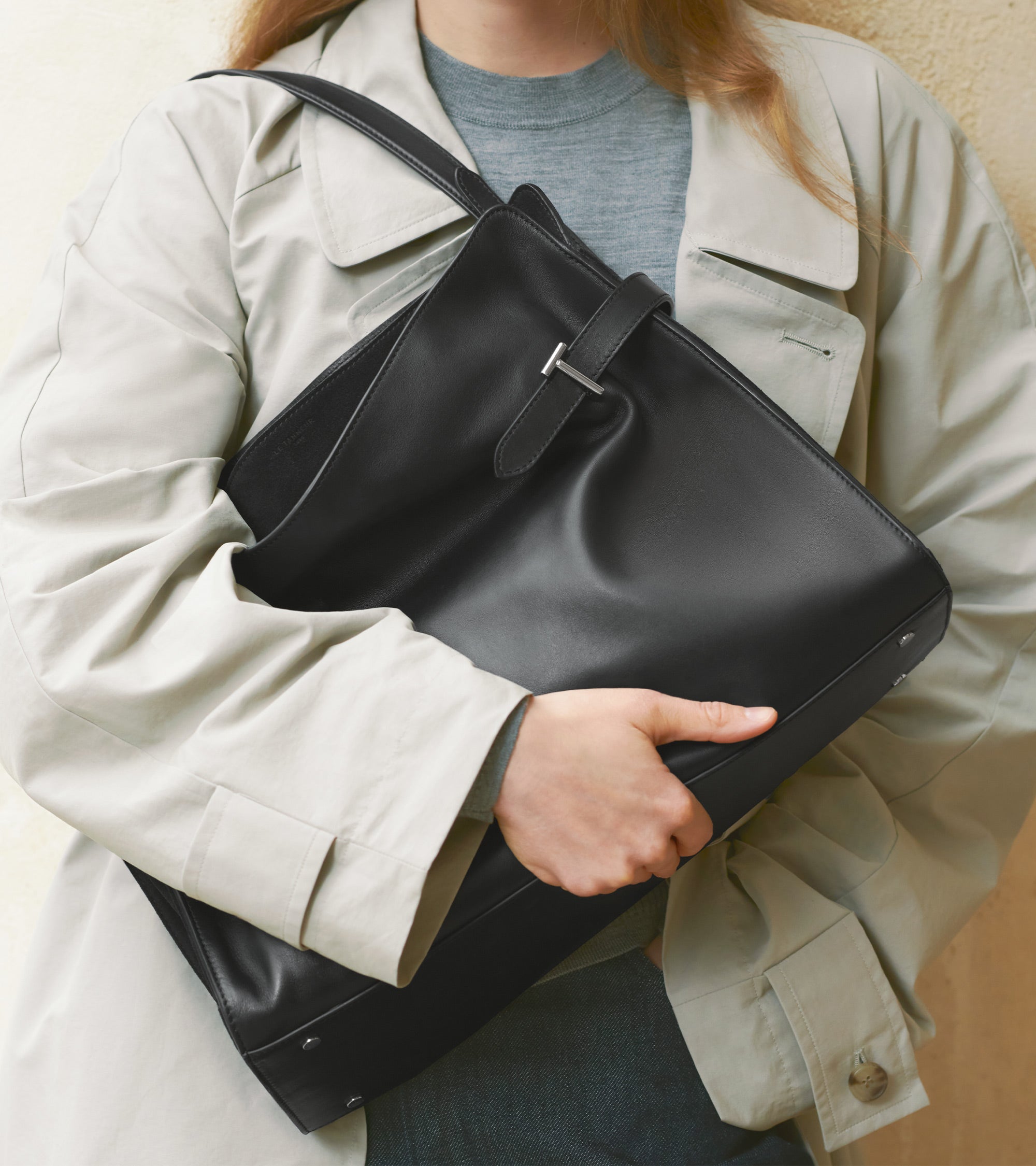 Sac porté épaule modèle maxi Emie en cuir lisse et nubuck