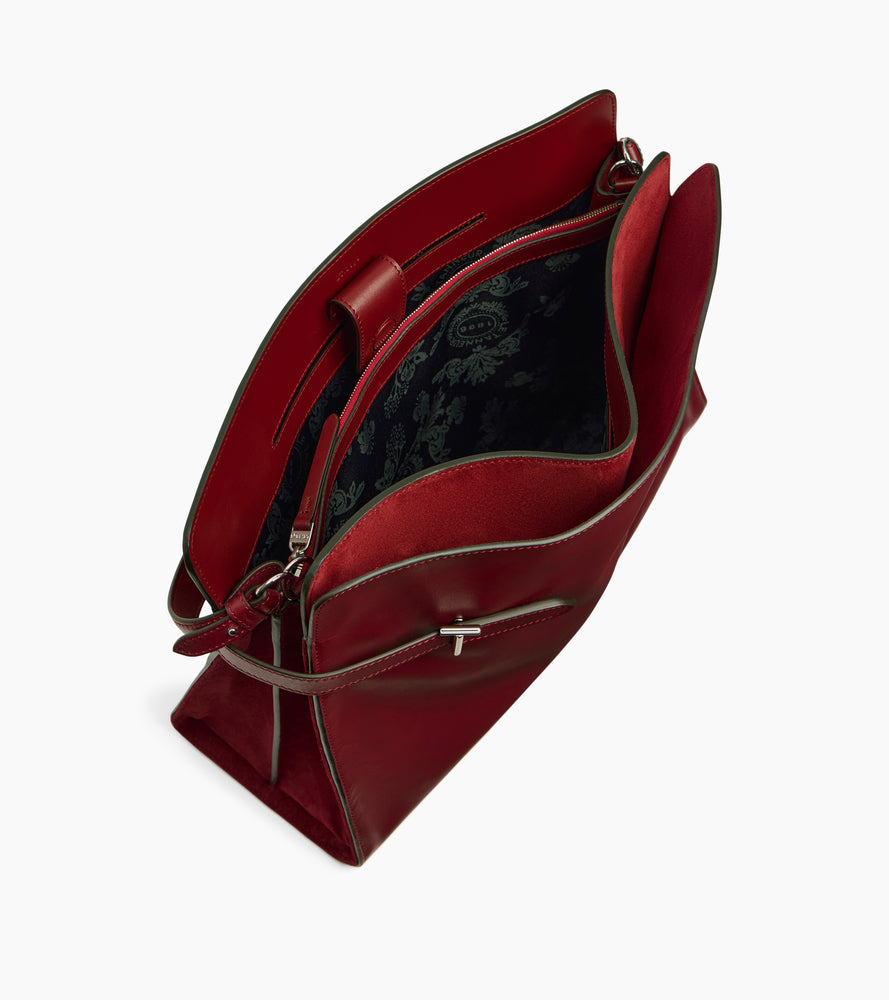 Sac porté épaule modèle maxi Emie en cuir lisse et nubuck