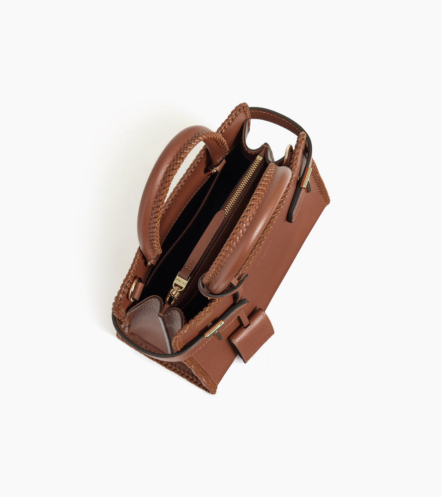 Petit sac à main Emilie en cuir grainé avec surpiqûres