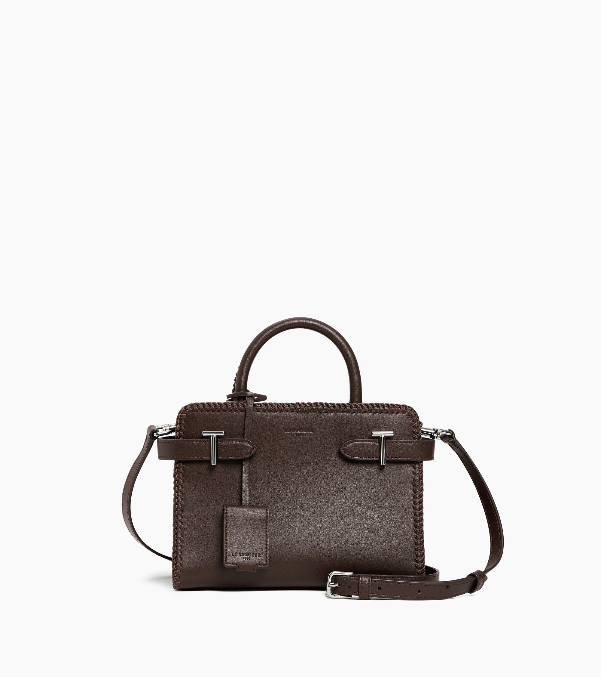 Petit sac à main Emilie en cuir lisse et surpiqûres