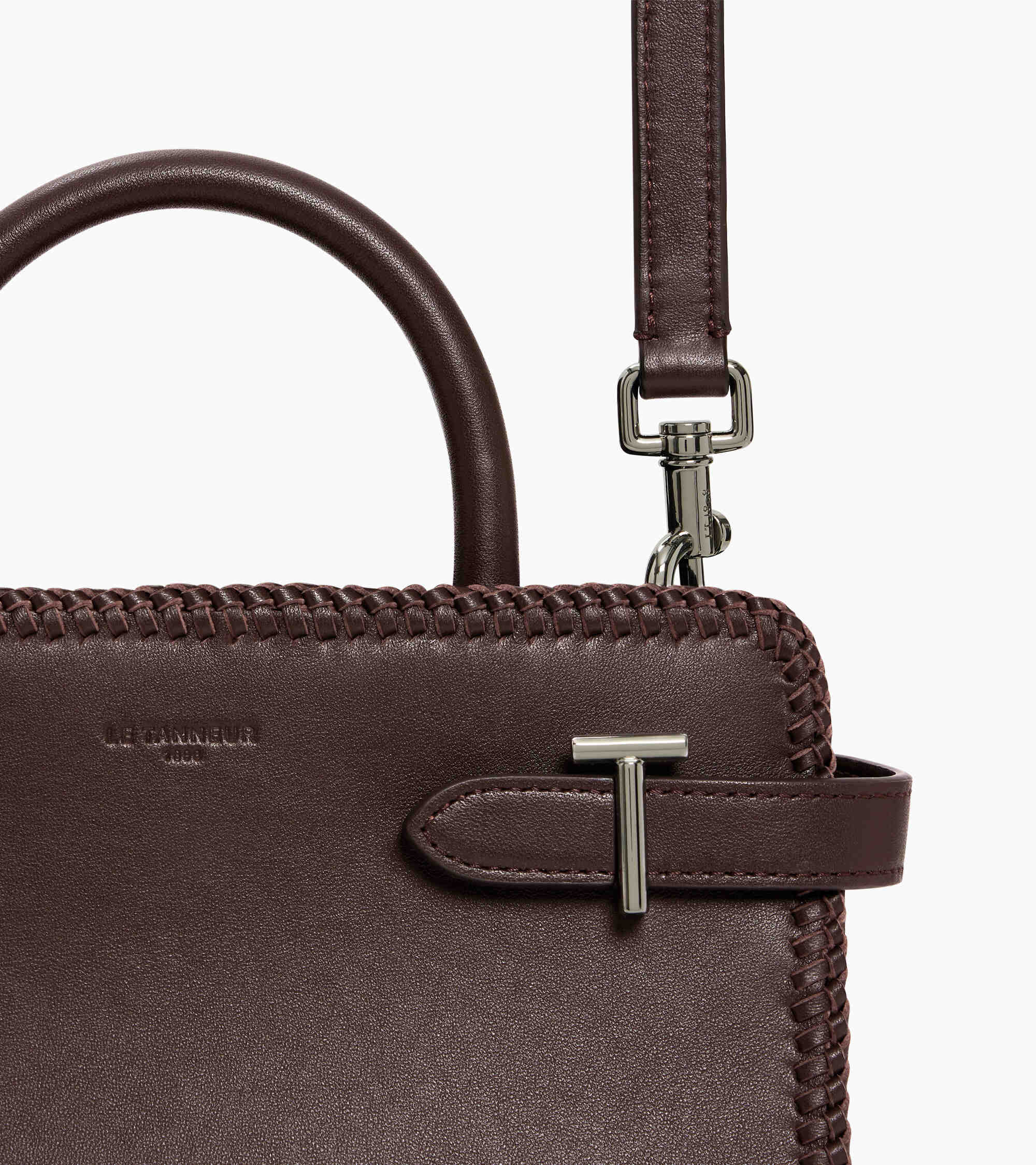 Petit sac à main Emilie en cuir lisse et surpiqûres