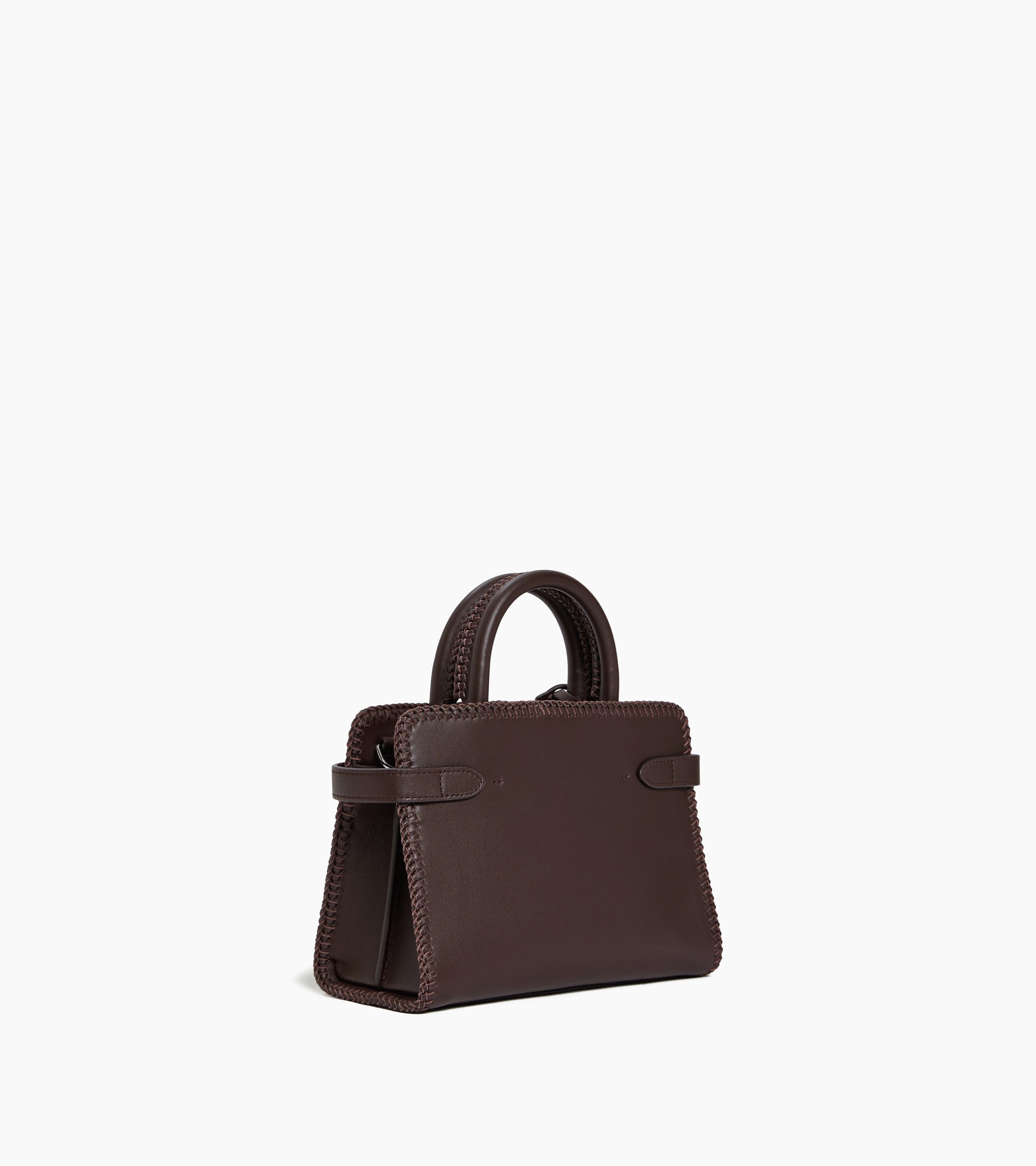 Petit sac à main Emilie en cuir lisse et surpiqûres