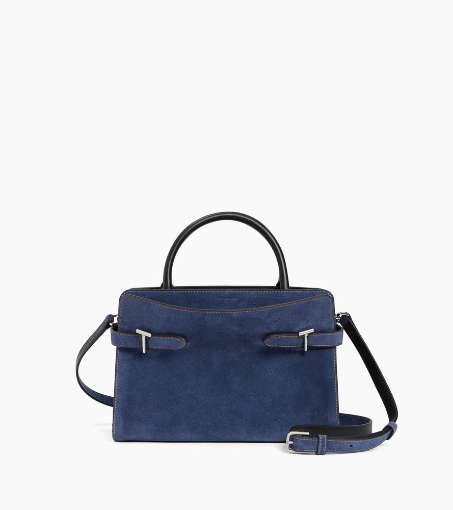 Sac à main moyen modèle Emie en cuir suède effet denim