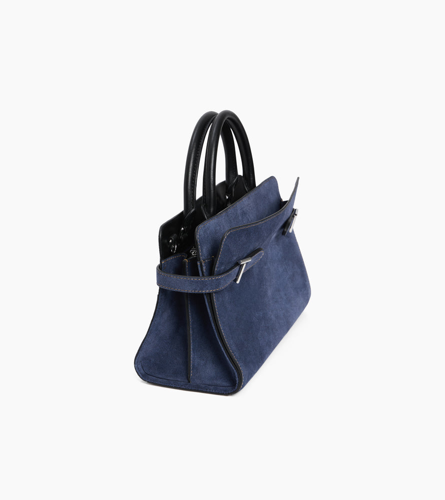 Sac à main moyen modèle Emie en cuir suède effet denim