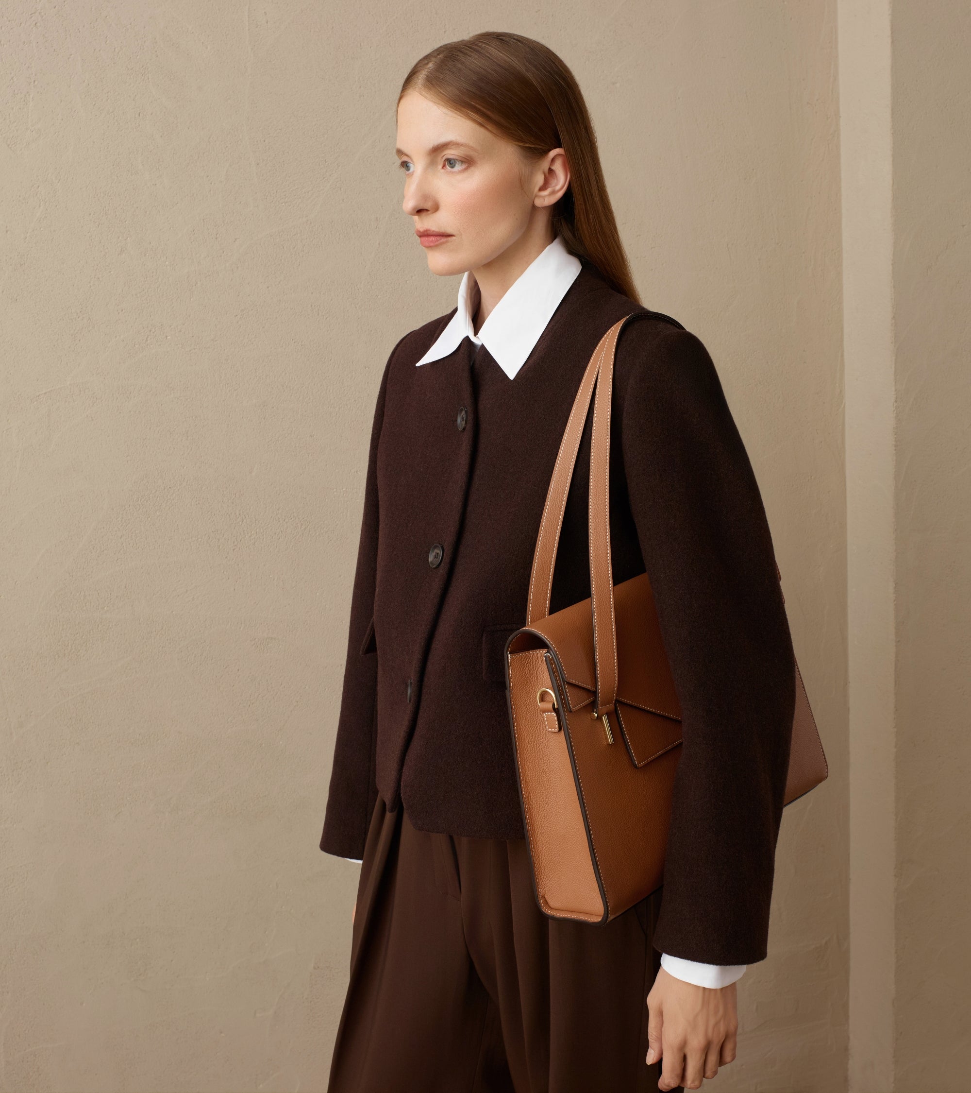 Emilie double flap grained leather document holder