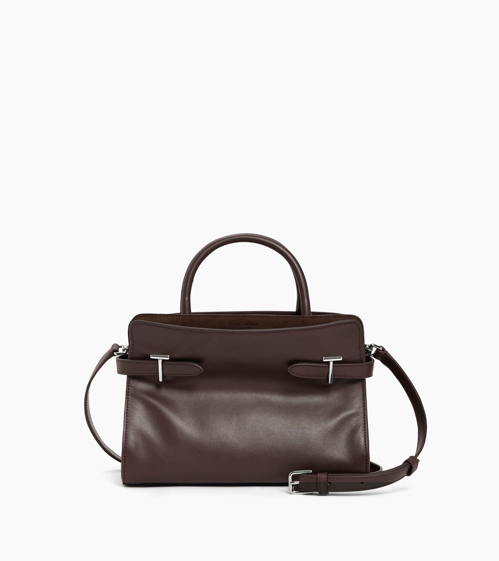 Sac à main moyen modèle Emie en cuir lisse et refente de velours