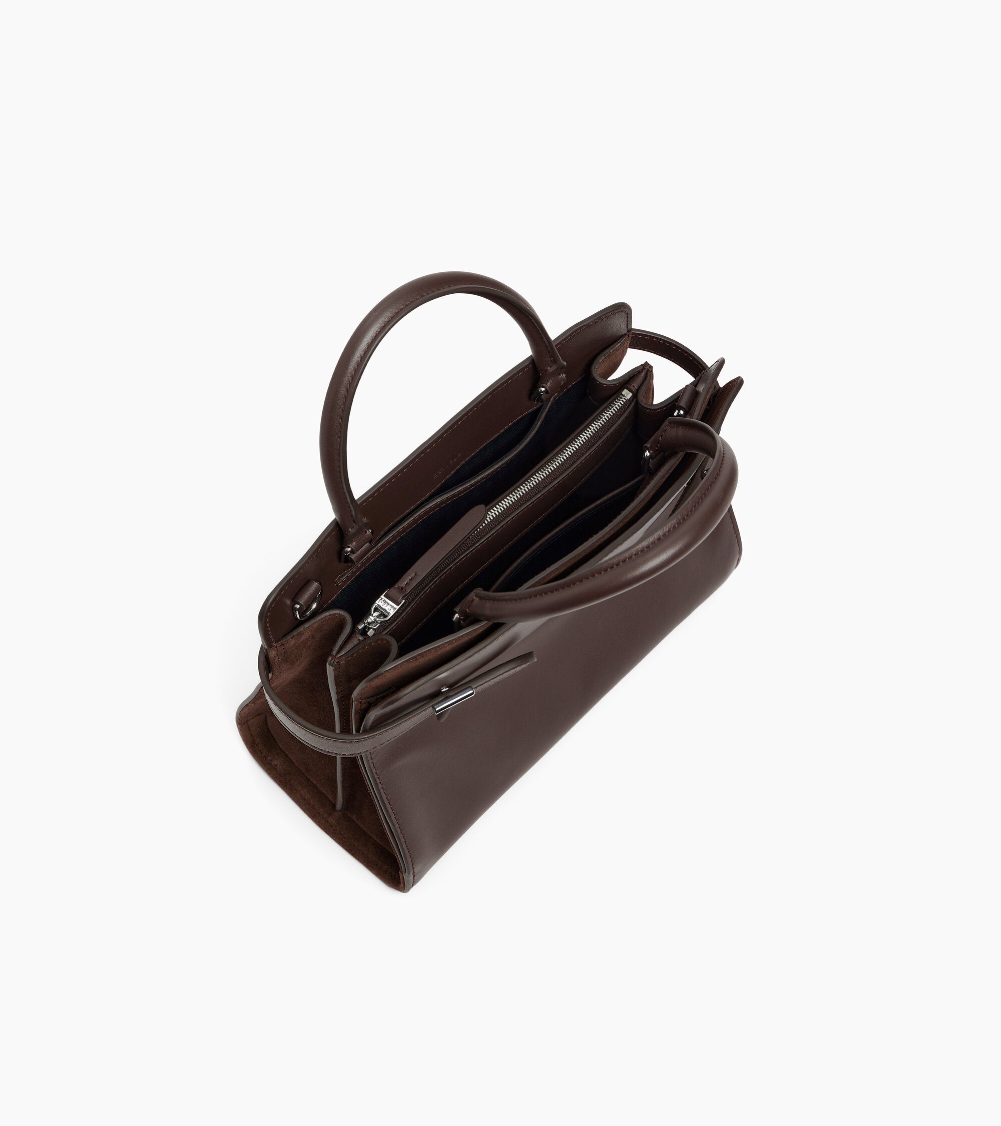 Sac à main moyen modèle Emie en cuir lisse et refente de velours