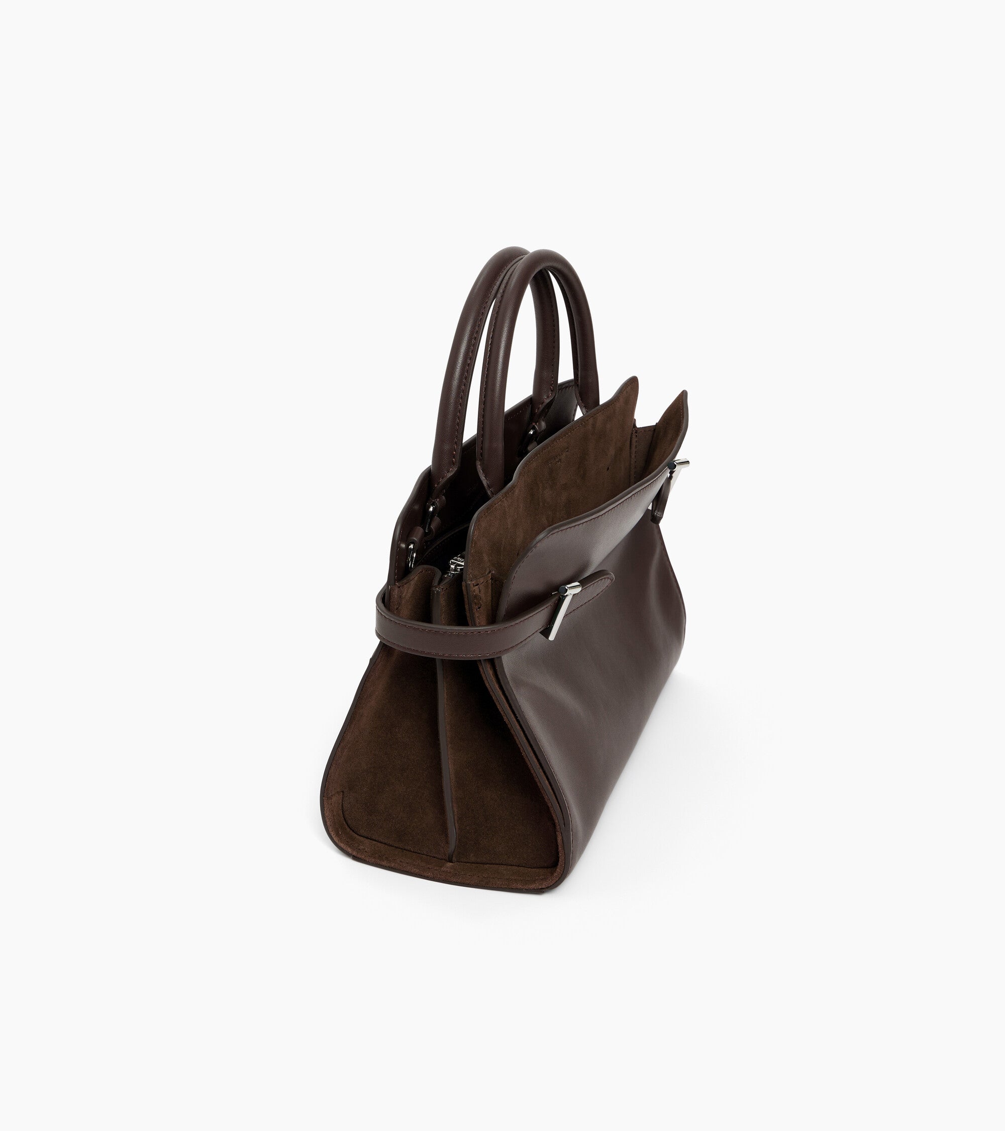 Sac à main moyen modèle Emie en cuir lisse et refente de velours