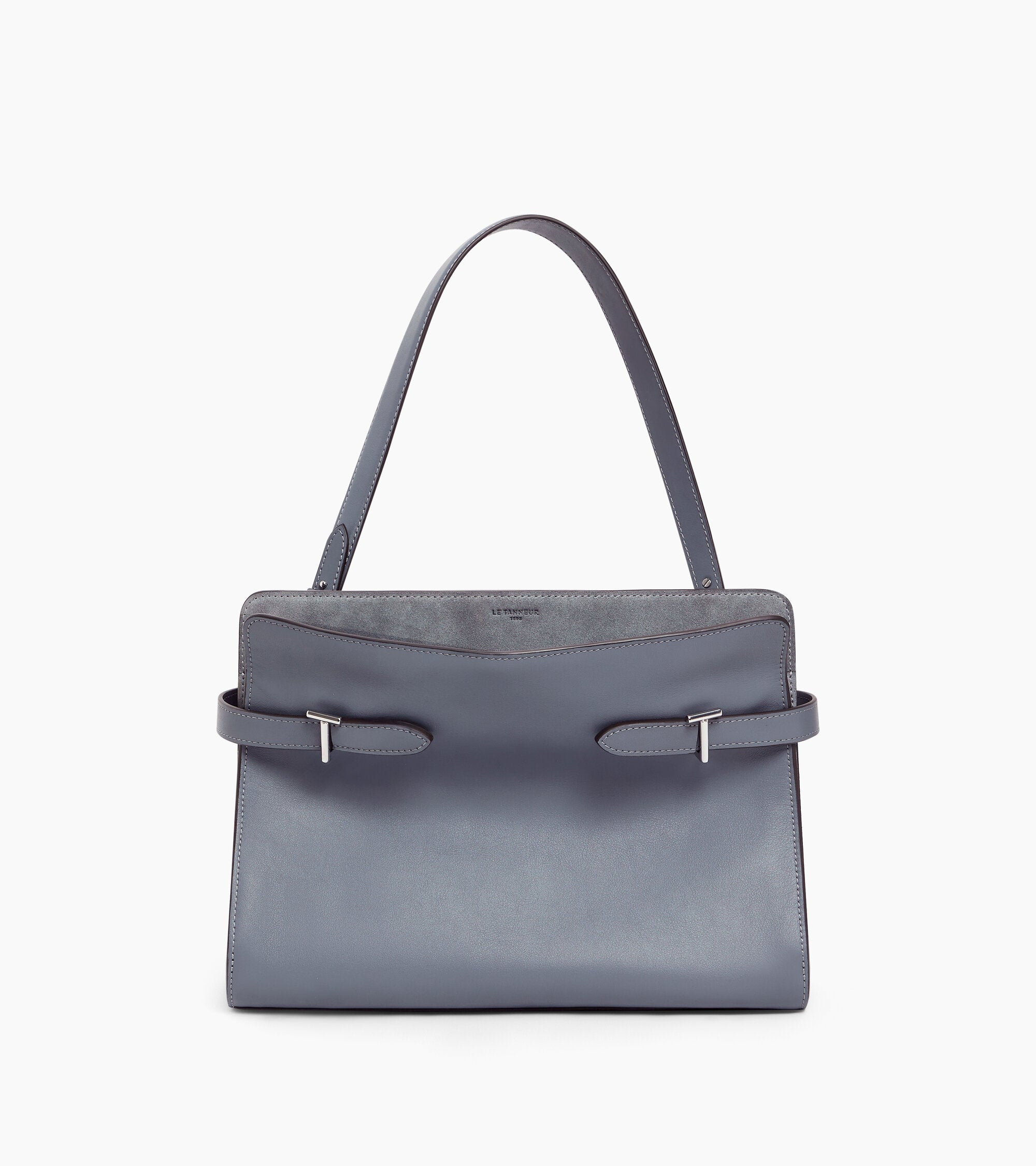 Sac porté épaule grand modèle Emie en cuir lisse et nubuck