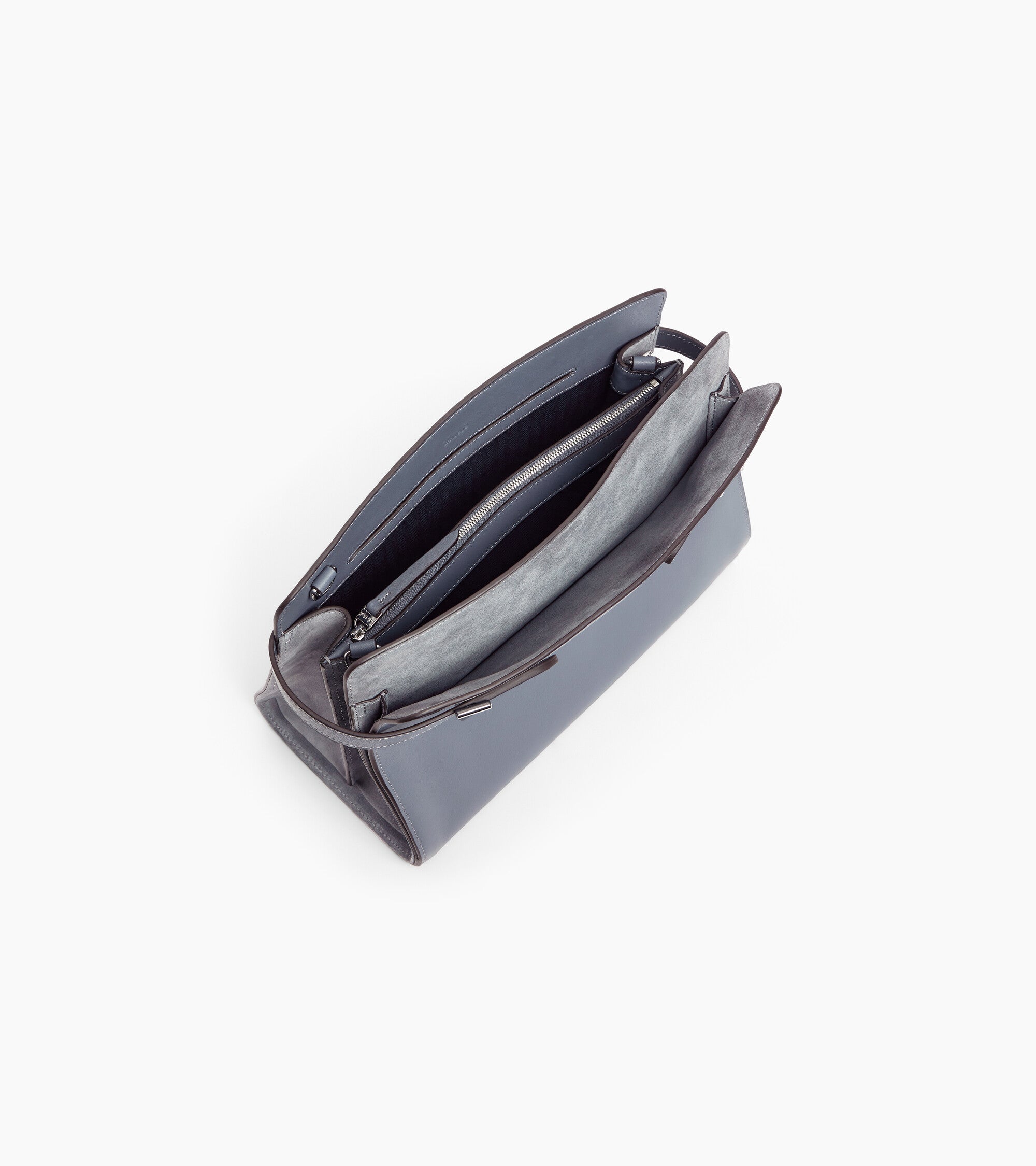 Sac porté épaule grand modèle Emie en cuir lisse et nubuck