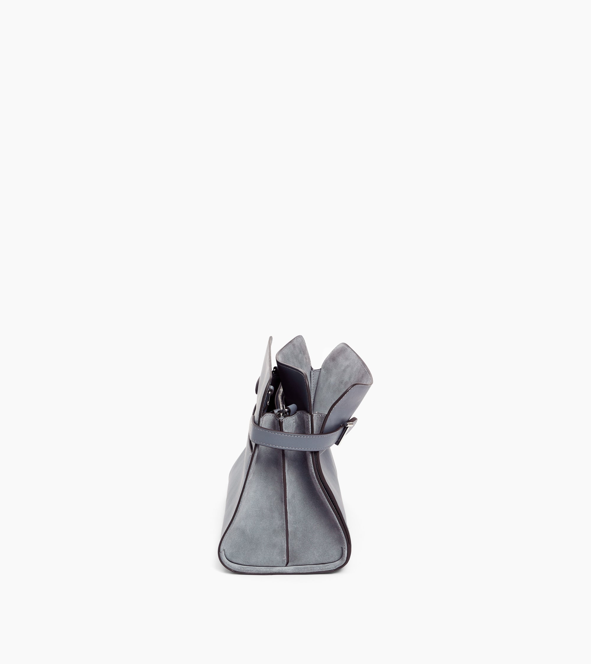 Sac porté épaule grand modèle Emie en cuir lisse et nubuck