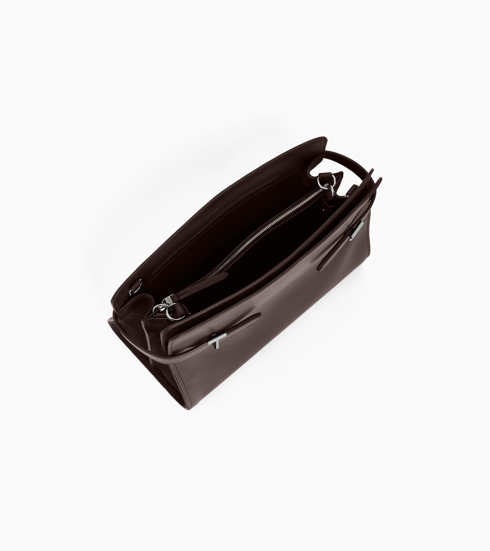 Sac porté épaule grand modèle Emie en cuir lisse et nubuck