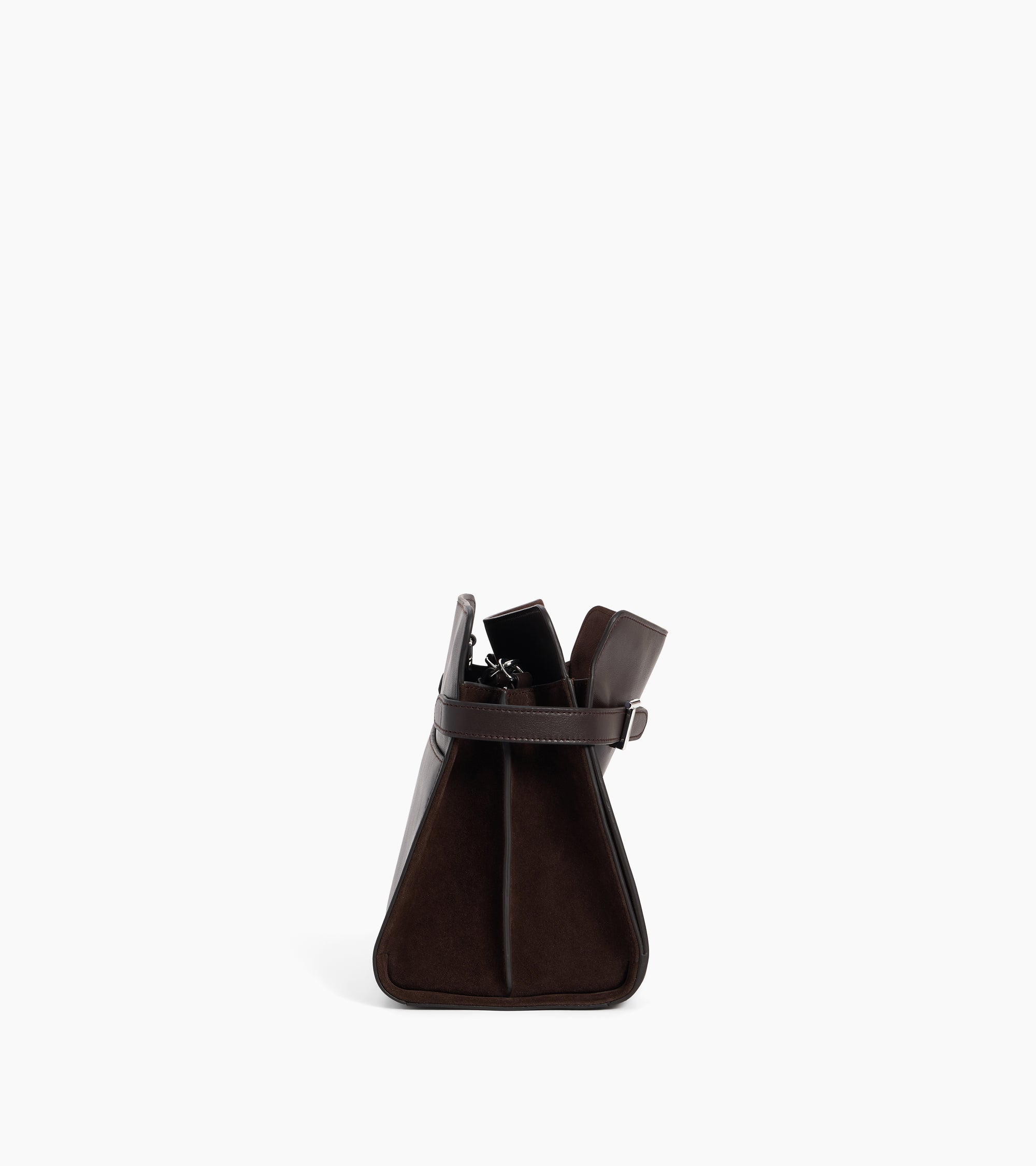 Sac porté épaule grand modèle Emie en cuir lisse et nubuck