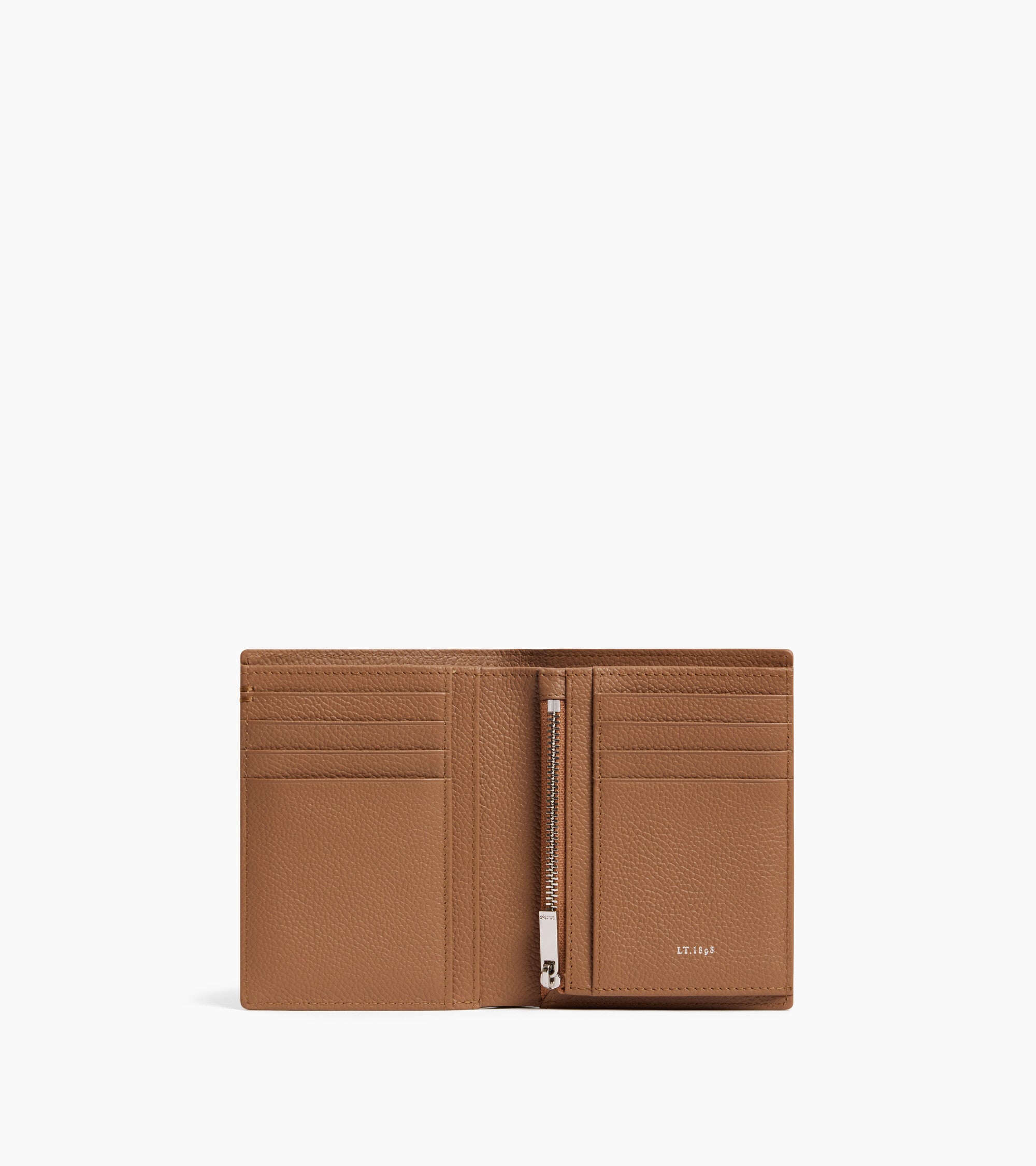 Portefeuille vertical zippé moyen modèle Lucien en cuir grainé