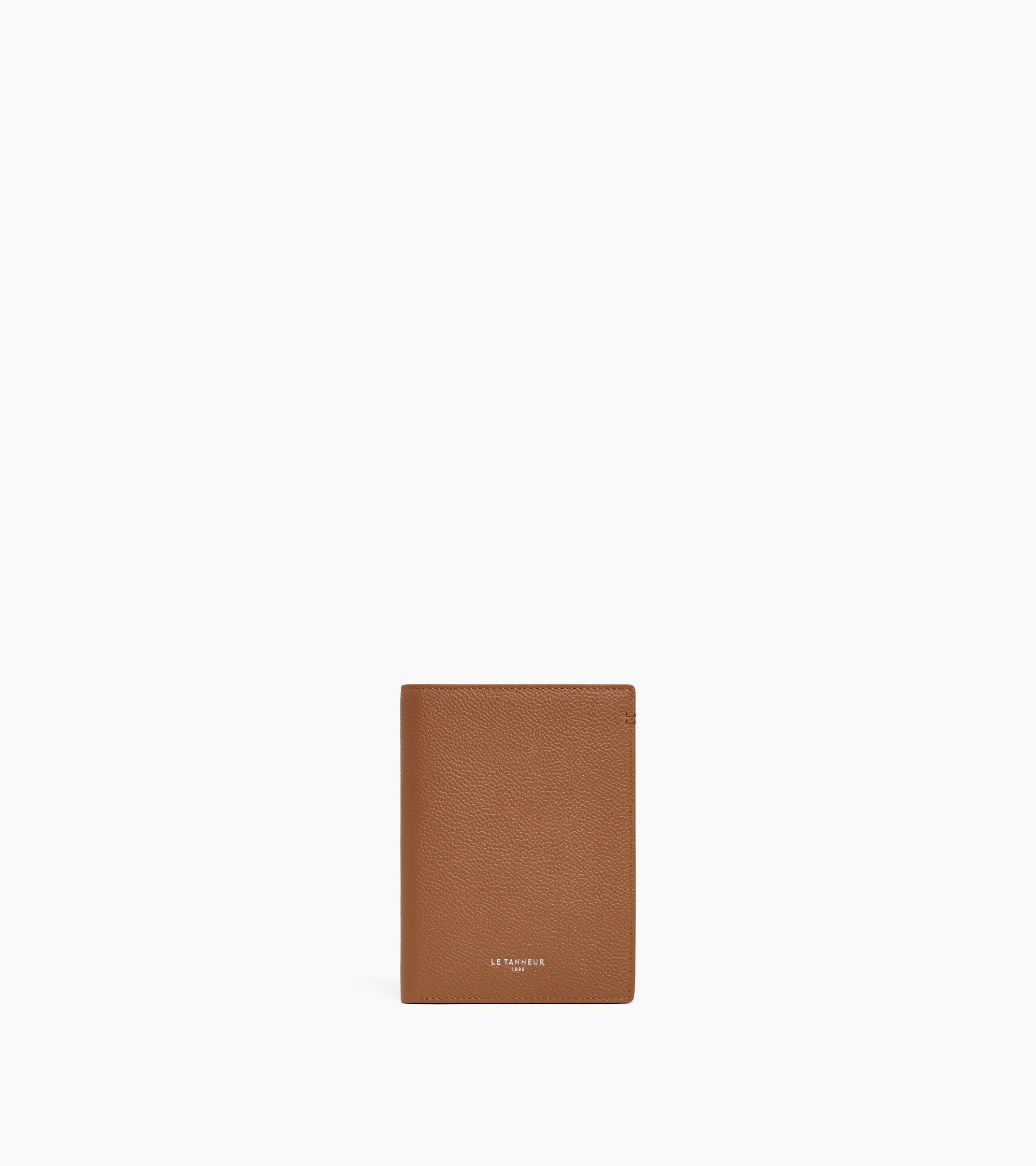 Grand portefeuille vertical zippé Lucien en cuir grainé