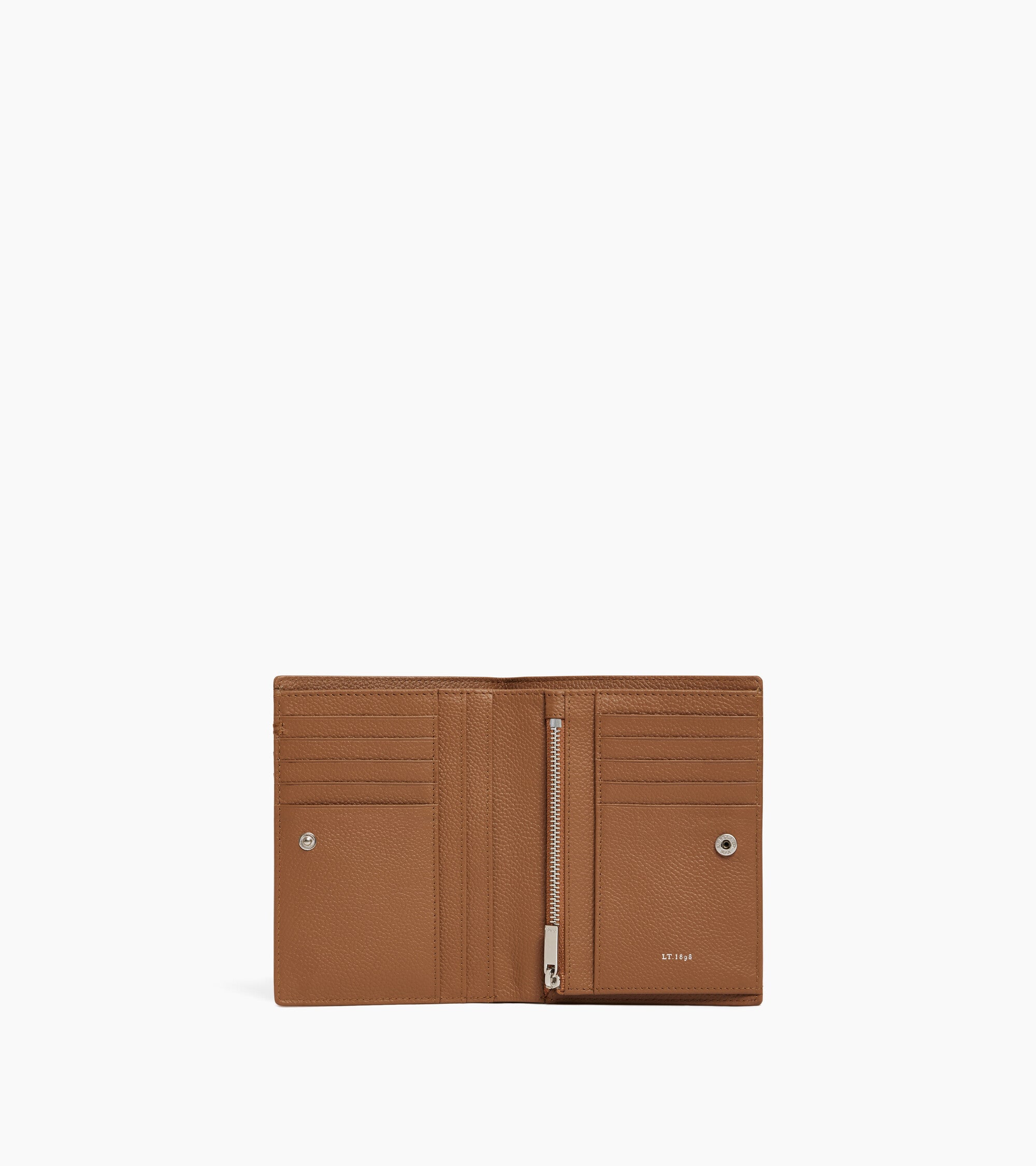 Grand portefeuille vertical zippé Lucien en cuir grainé