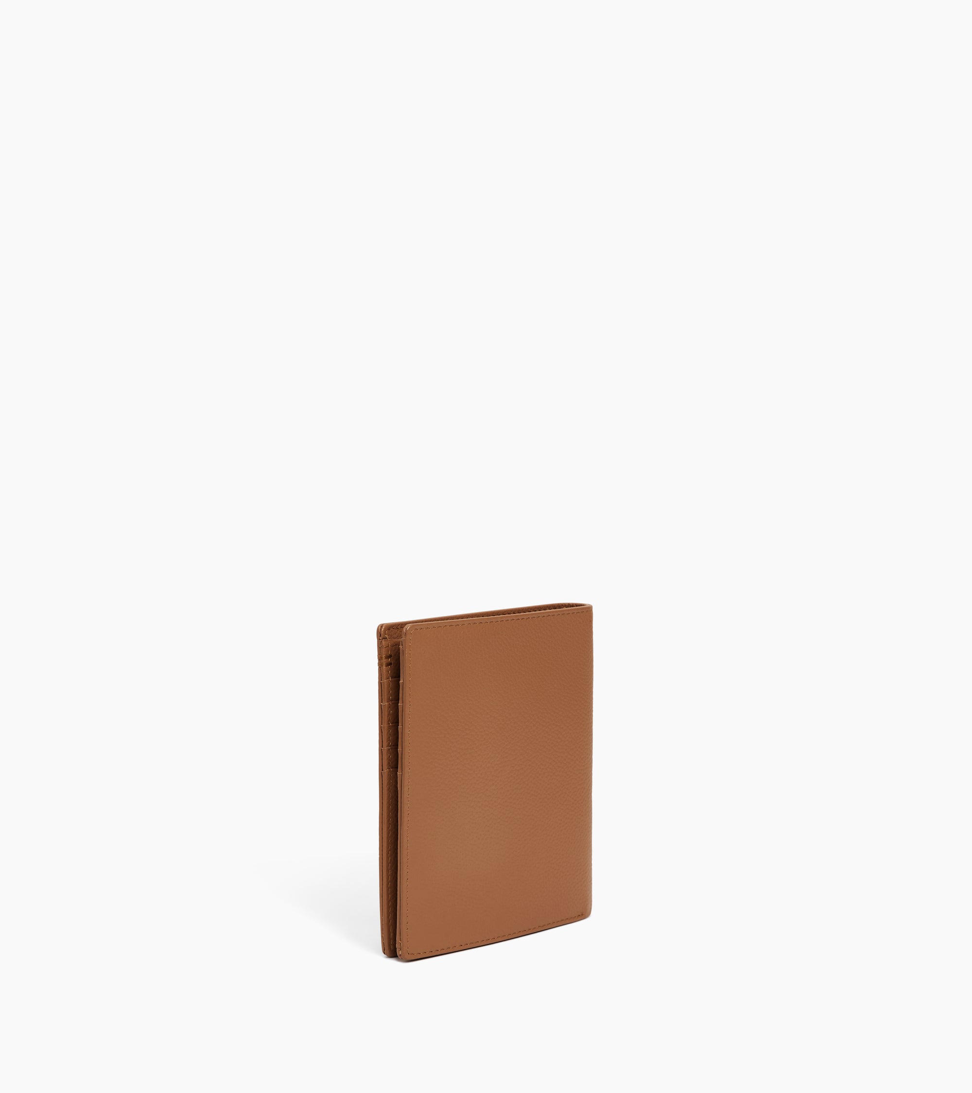 Grand portefeuille vertical zippé Lucien en cuir grainé