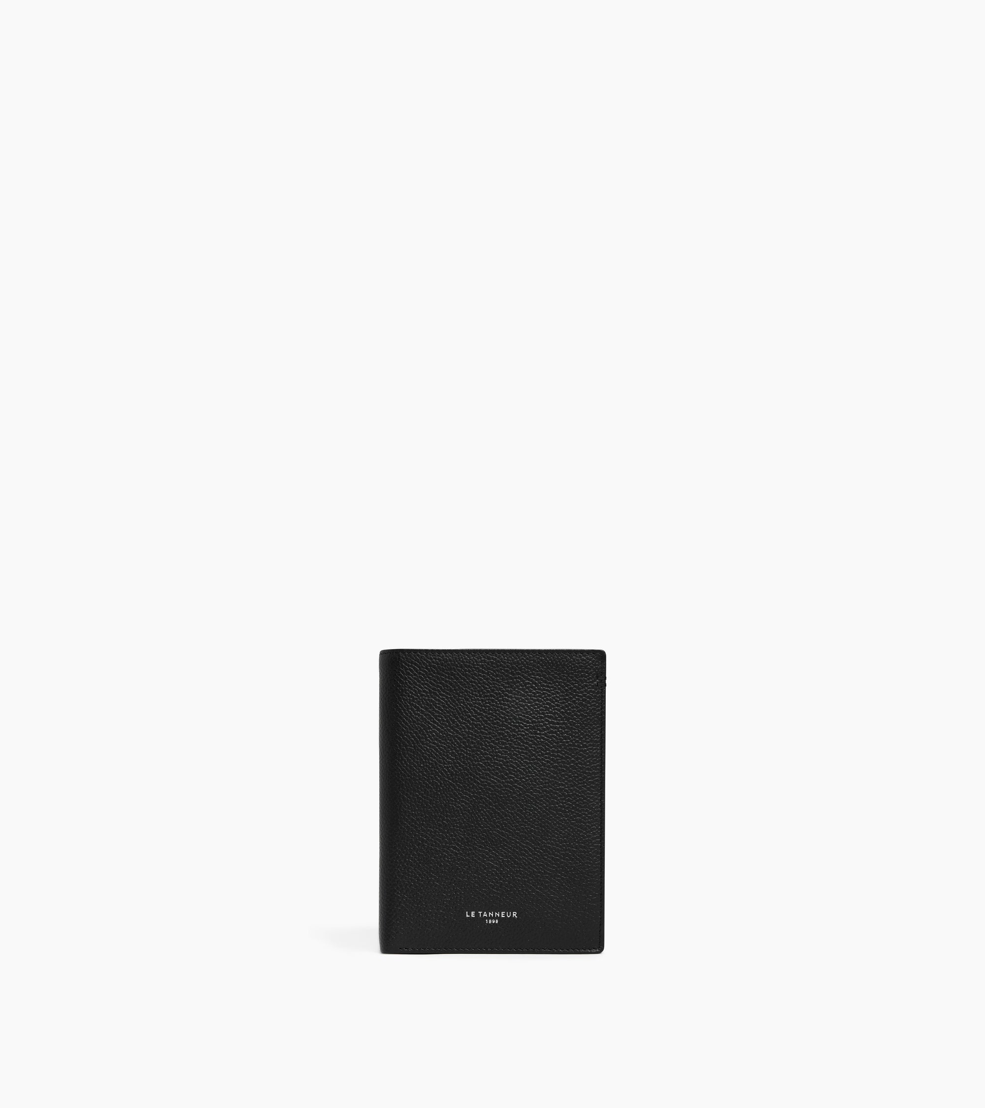 Grand portefeuille vertical zippé Lucien en cuir grainé