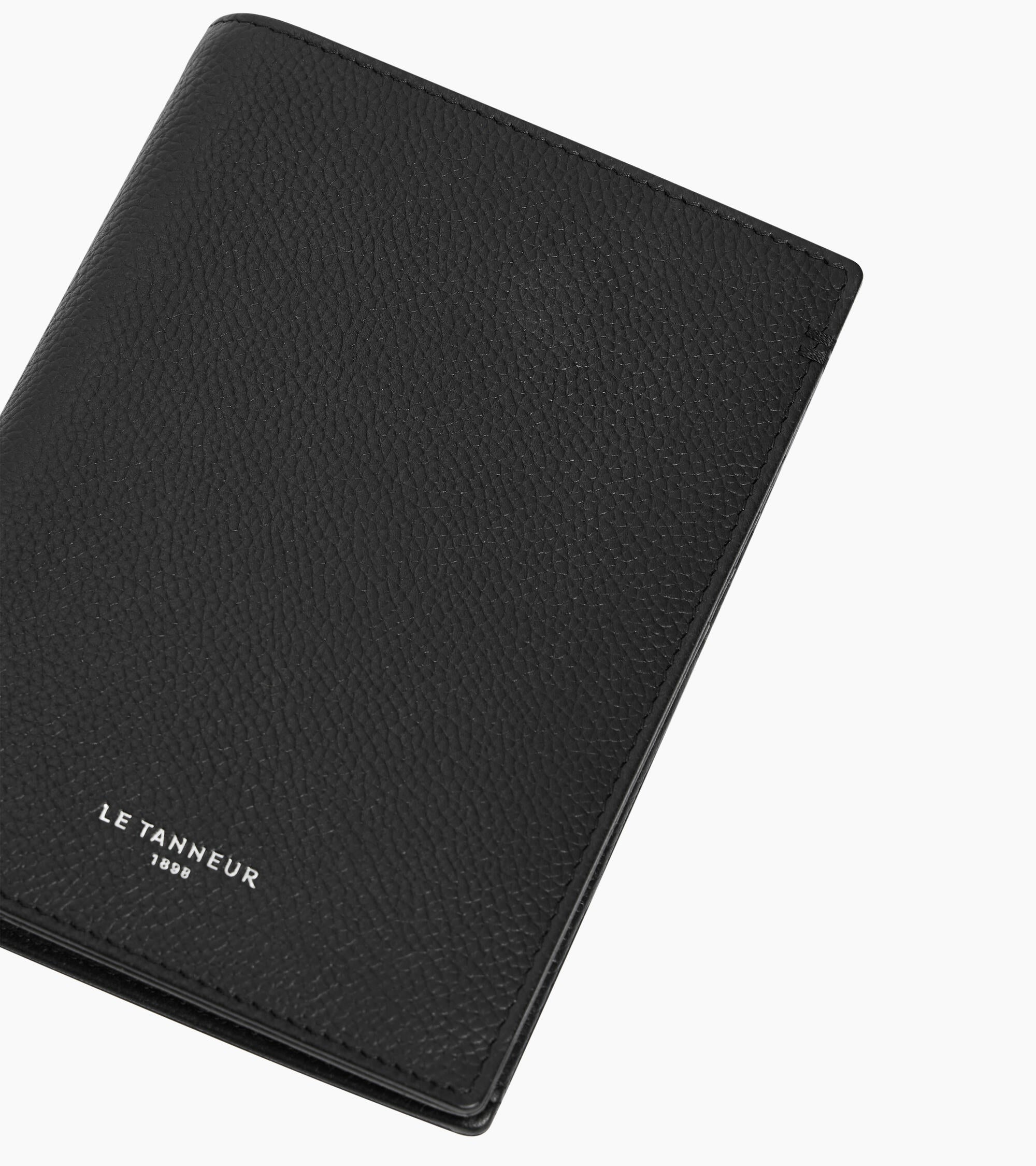 Grand portefeuille vertical zippé Lucien en cuir grainé