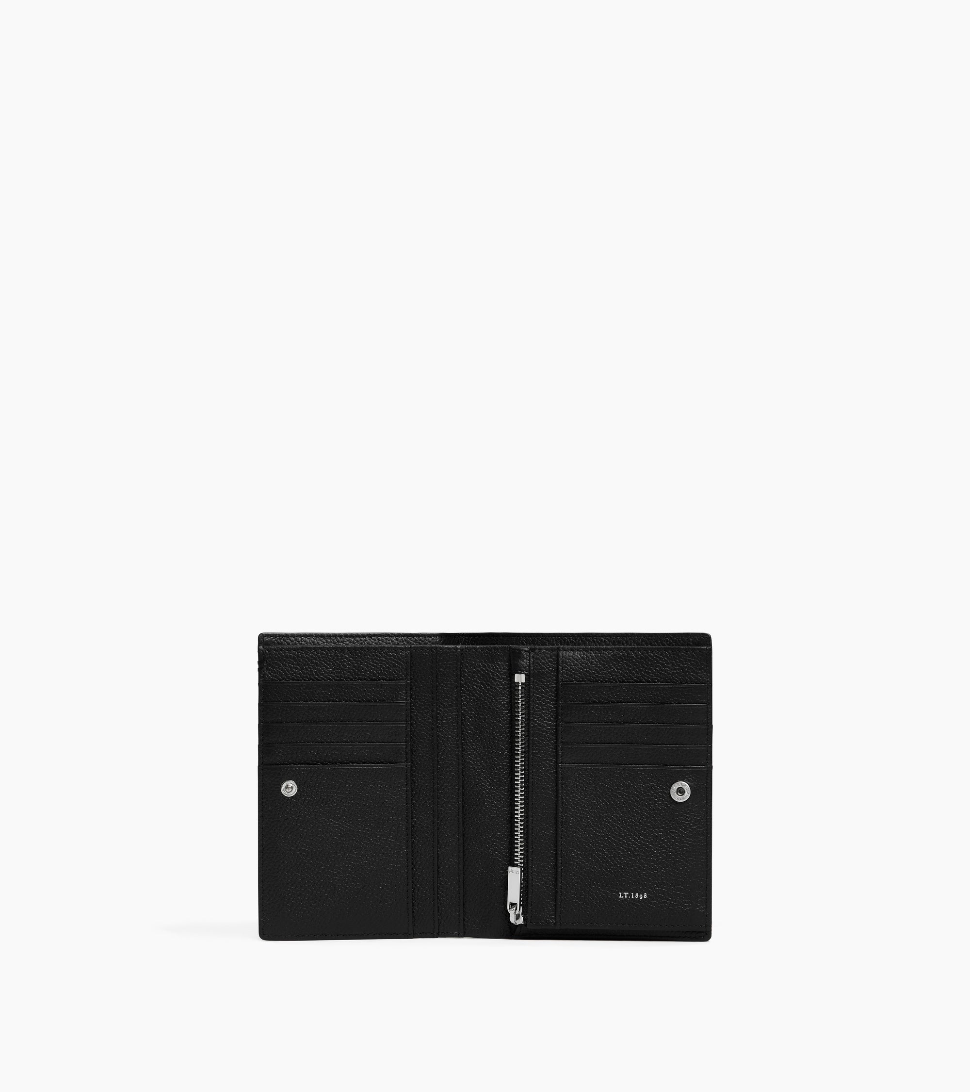 Grand portefeuille vertical zippé Lucien en cuir grainé