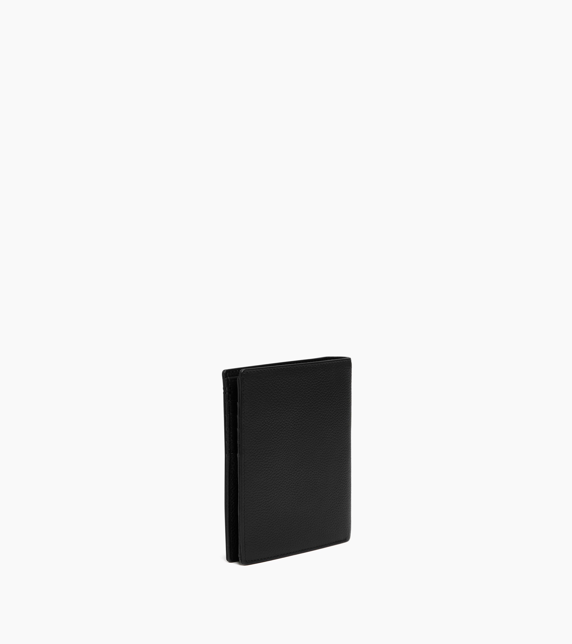 Grand portefeuille vertical zippé Lucien en cuir grainé