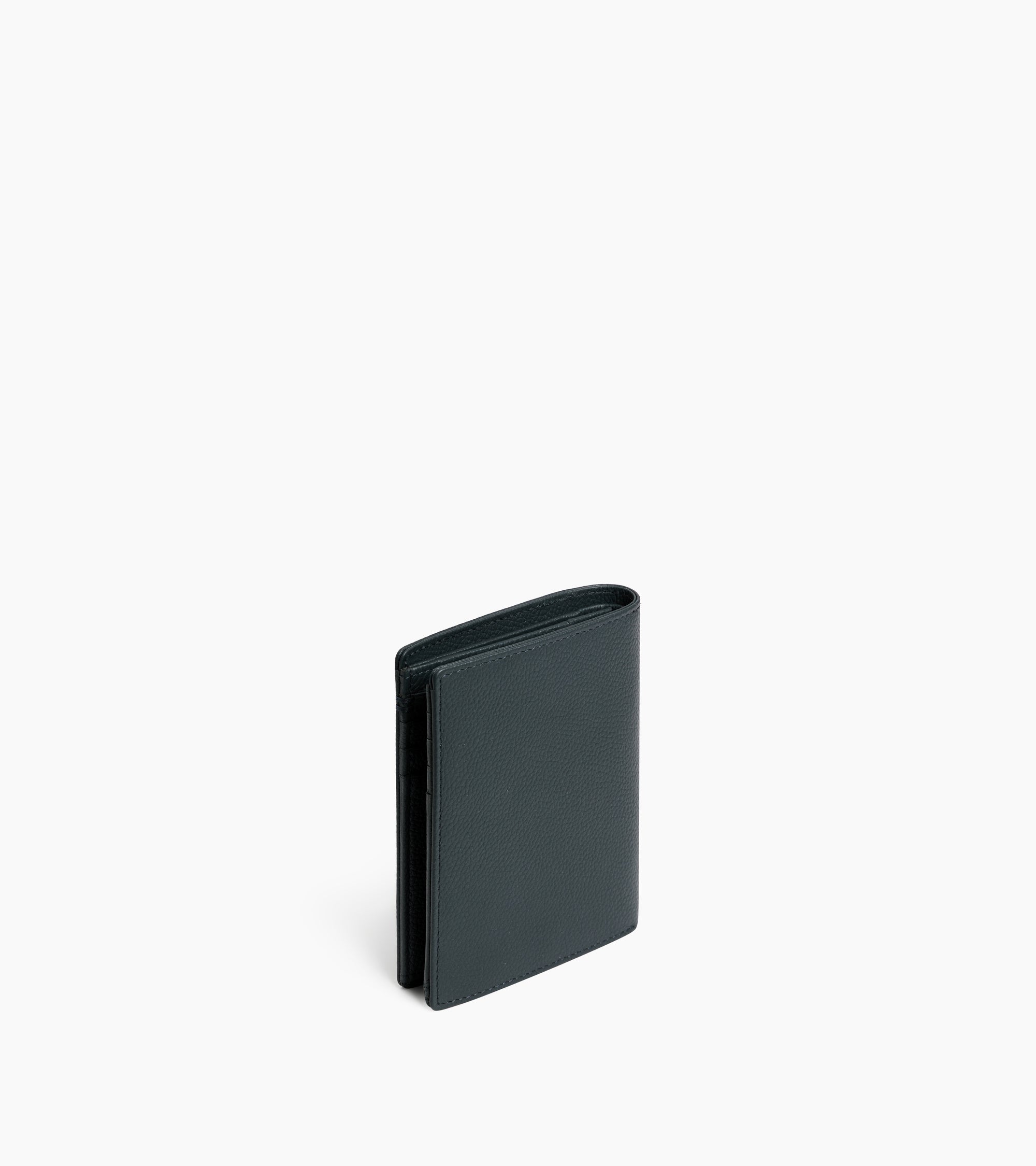 Petit portefeuille vertical zippé 2 volets Lucien en cuir grainé