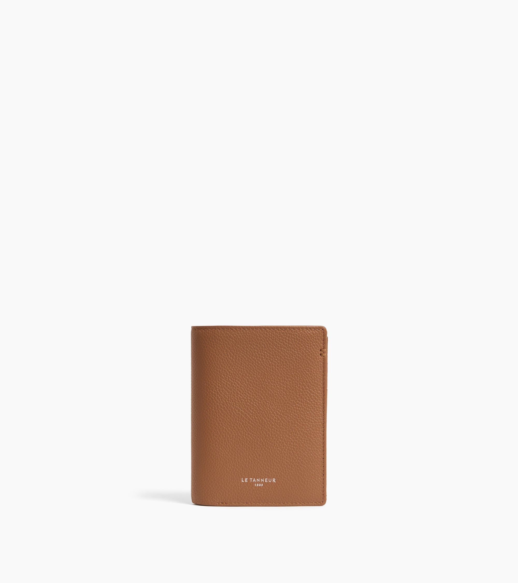 Petit portefeuille vertical zippé 2 volets Lucien en cuir grainé