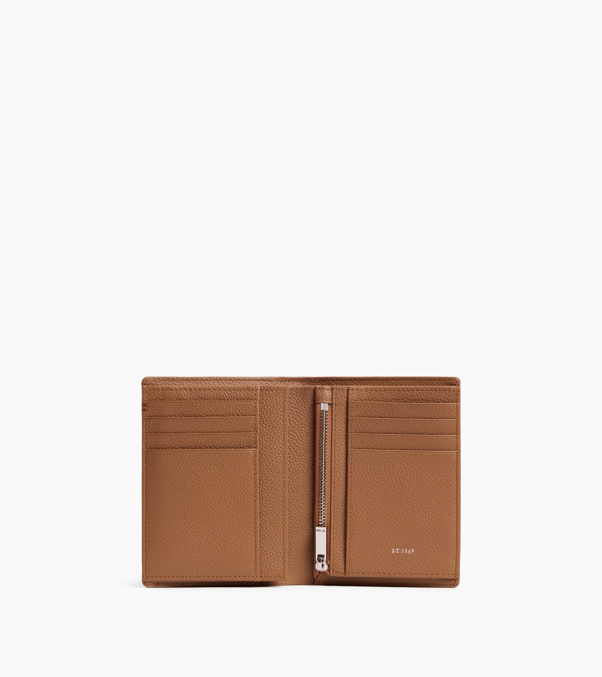 Petit portefeuille vertical zippé 2 volets Lucien en cuir grainé