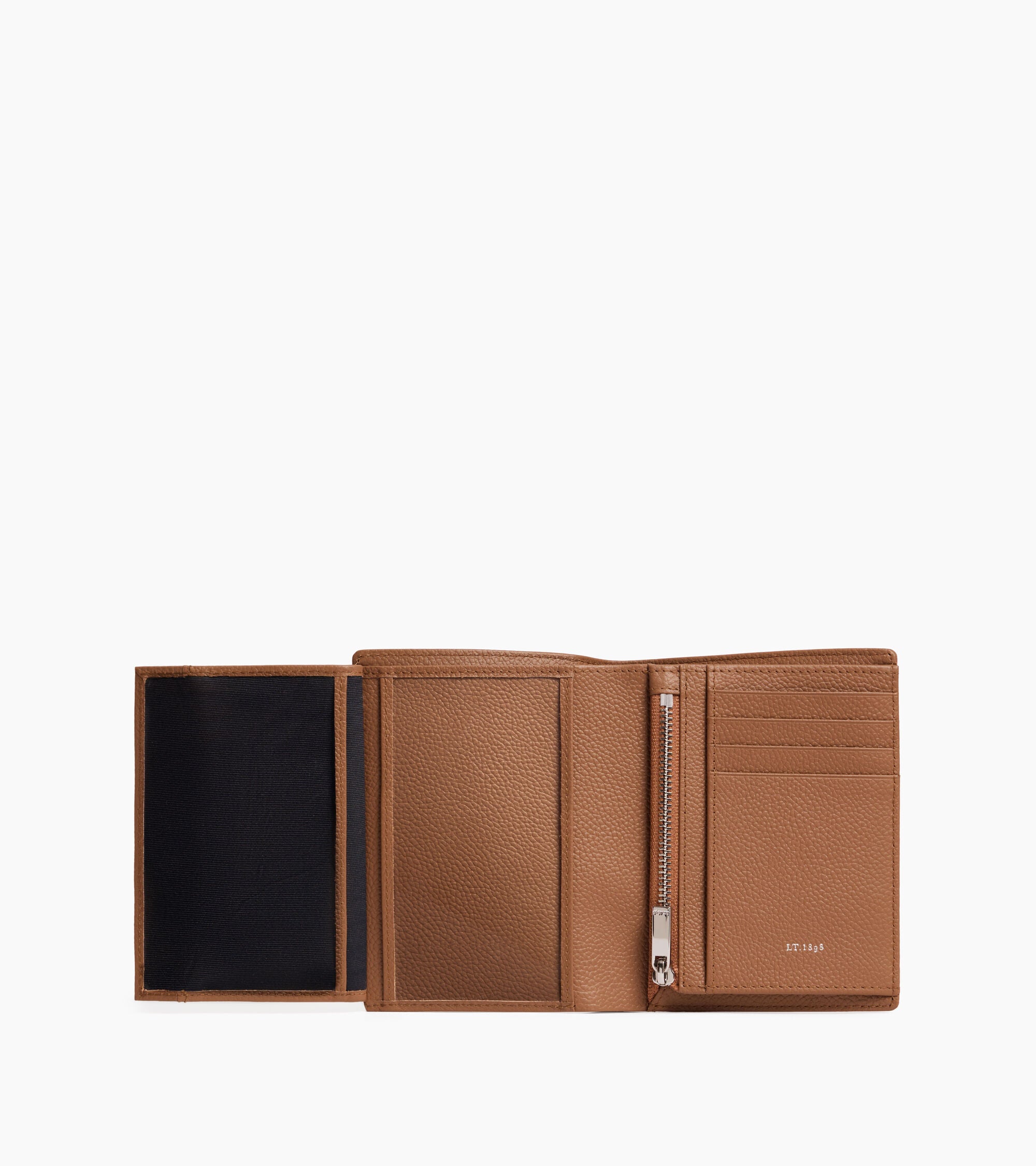 Petit portefeuille vertical zippé 2 volets Lucien en cuir grainé