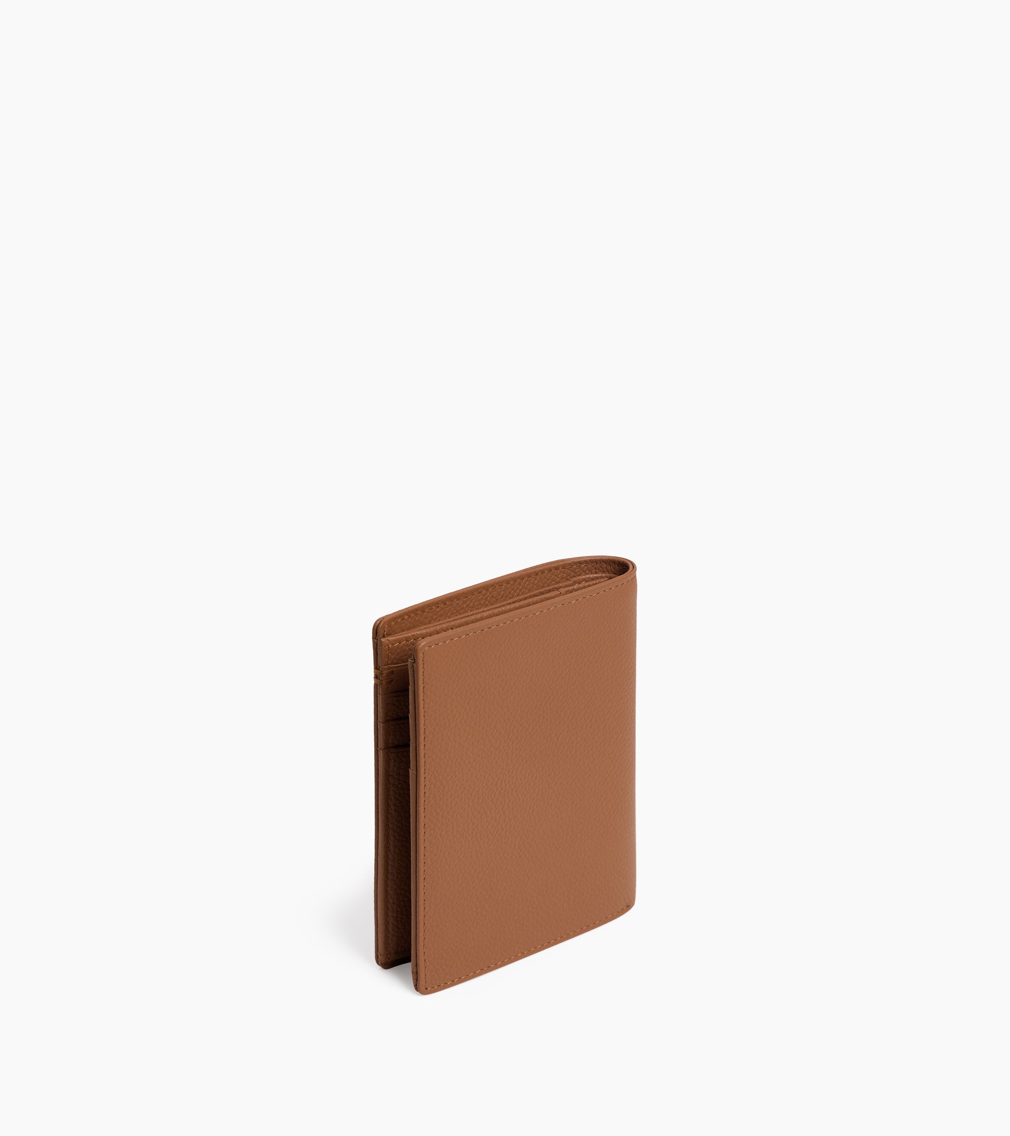 Petit portefeuille vertical zippé 2 volets Lucien en cuir grainé