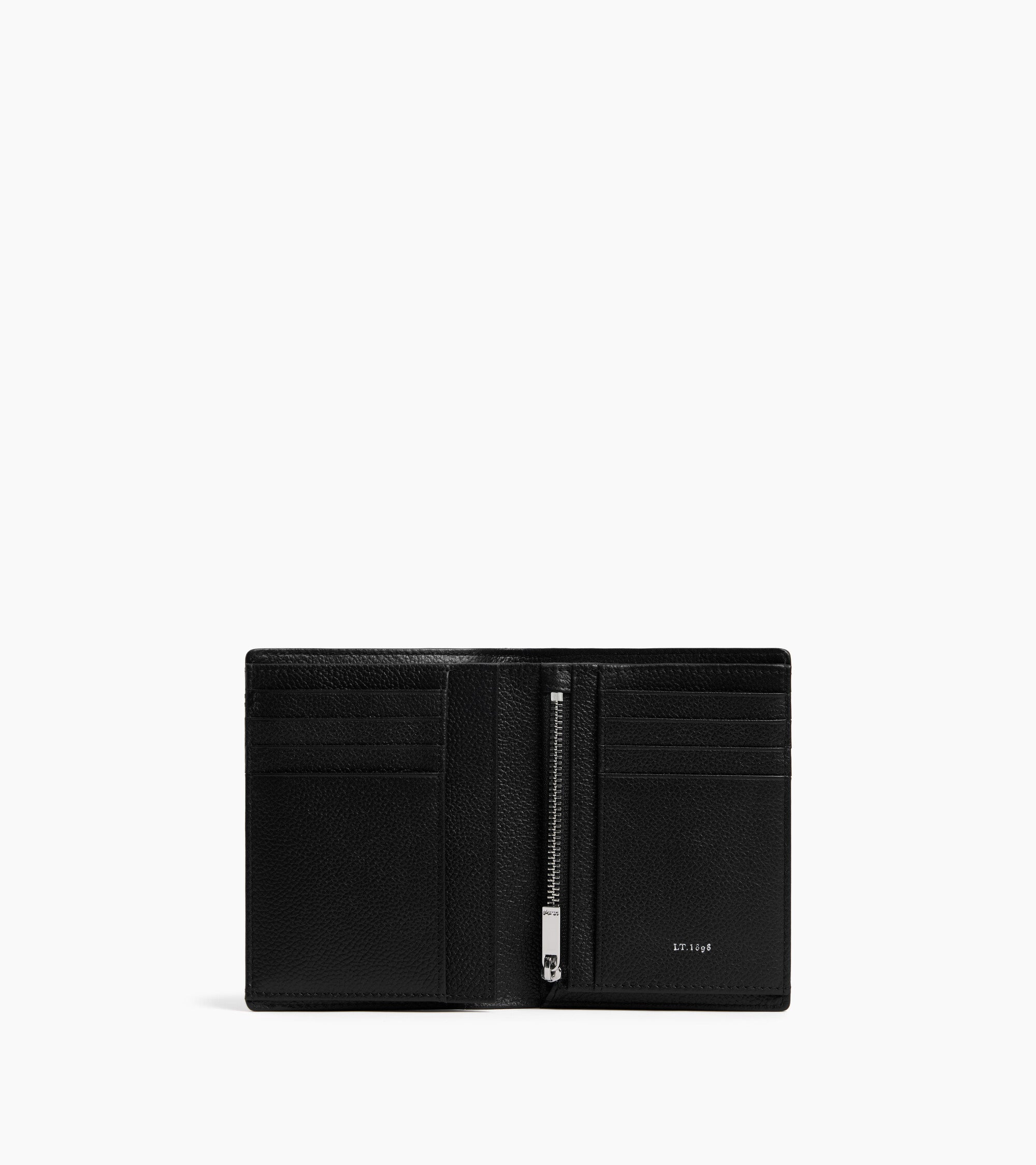 Petit portefeuille vertical zippé 2 volets Lucien en cuir grainé