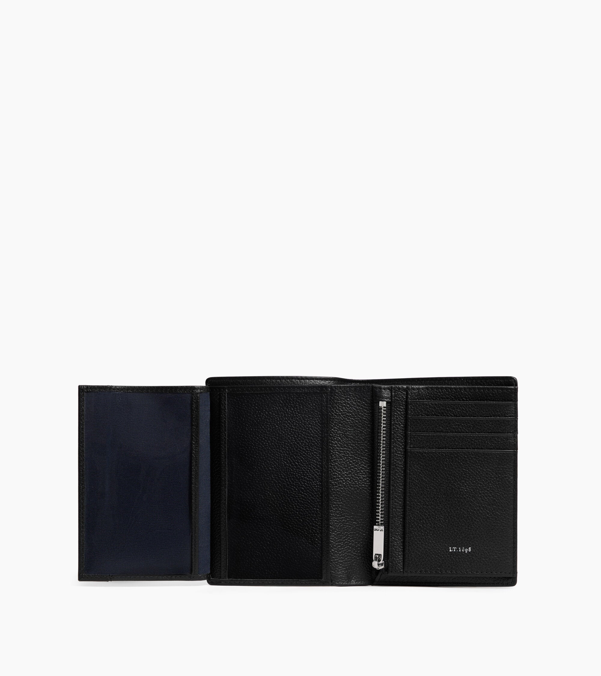 Petit portefeuille vertical zippé 2 volets Lucien en cuir grainé