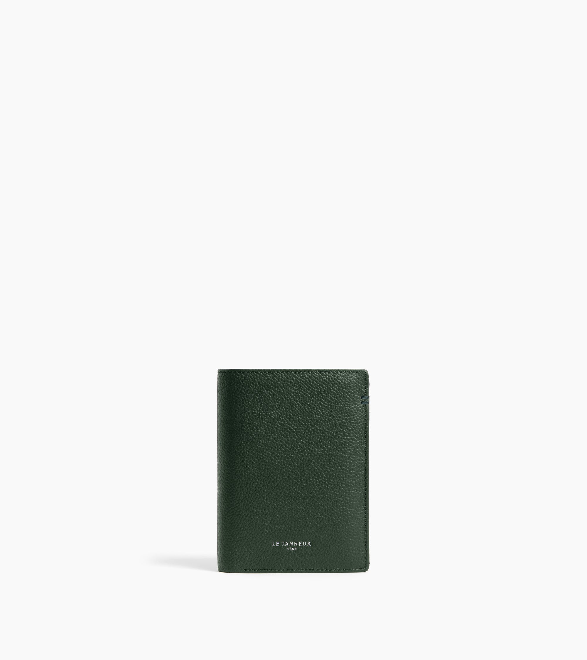 Petit portefeuille vertical zippé 2 volets Lucien en cuir grainé