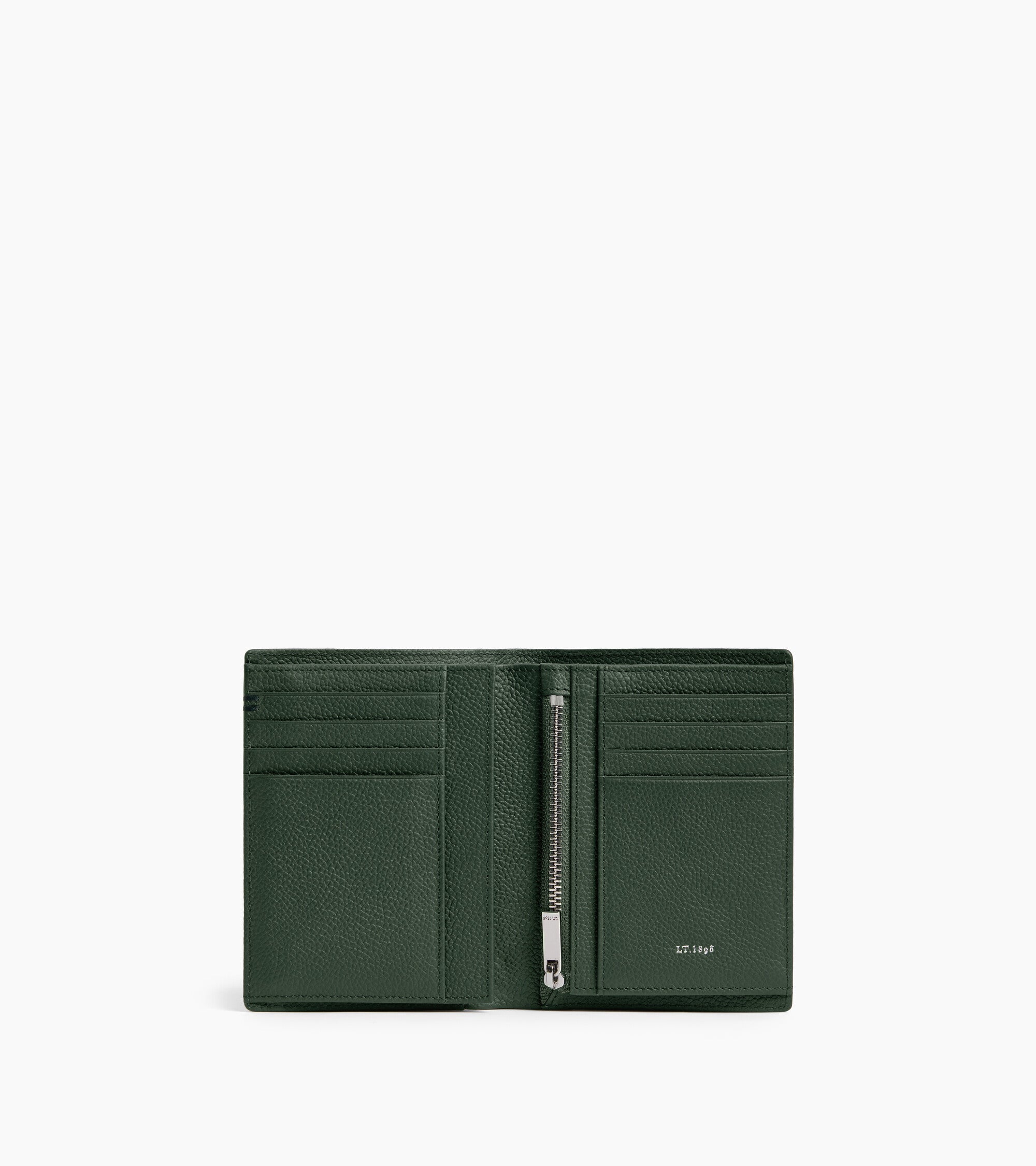 Petit portefeuille vertical zippé 2 volets Lucien en cuir grainé