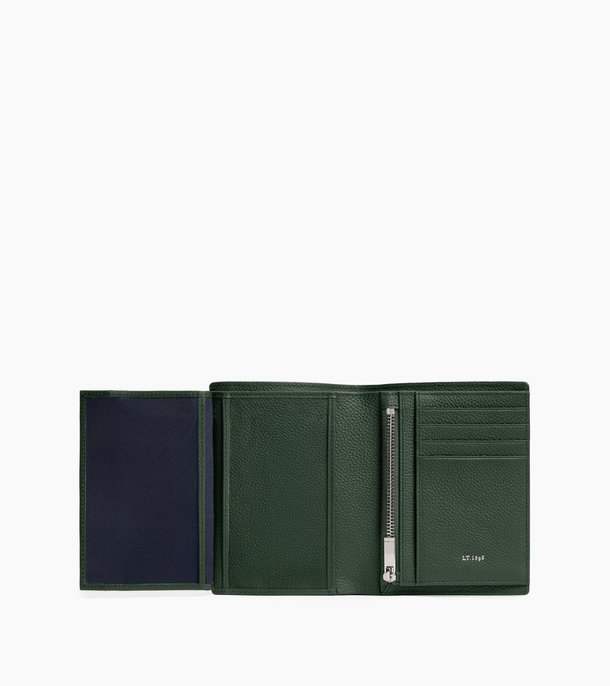 Petit portefeuille vertical zippé 2 volets Lucien en cuir grainé