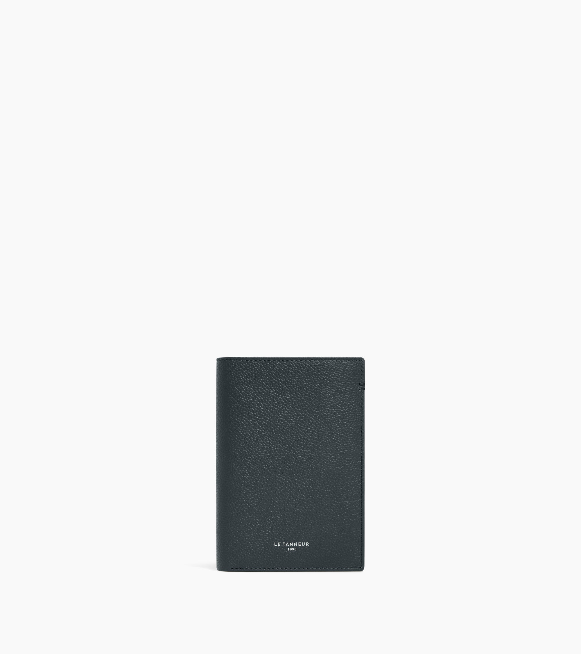 Portefeuille vertical moyen modèle zippé 2 volets Lucien en cuir grainé