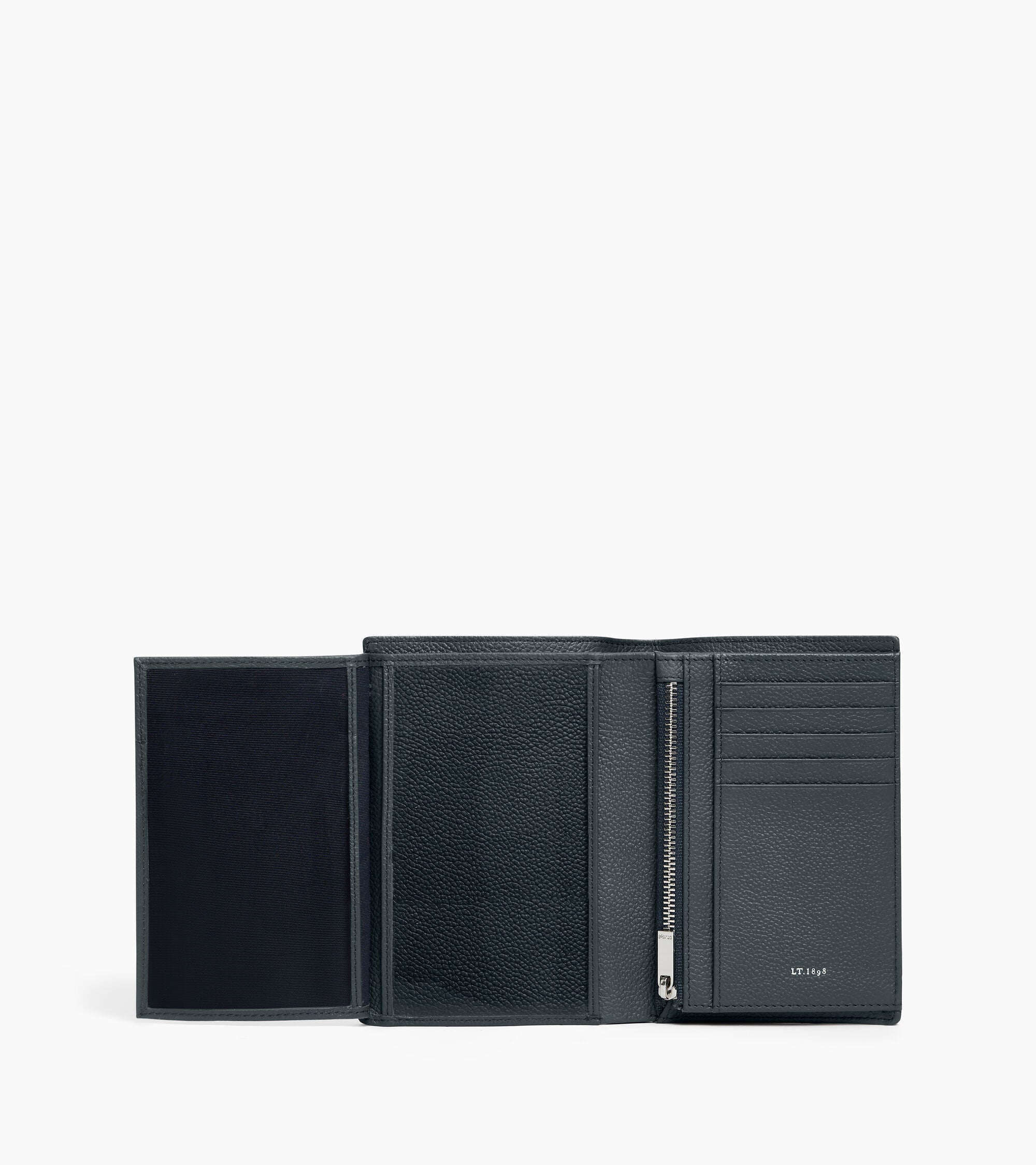 Portefeuille vertical moyen modèle zippé 2 volets Lucien en cuir grainé