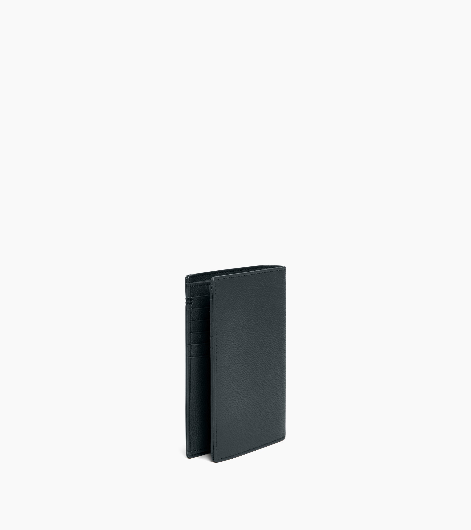 Portefeuille vertical moyen modèle zippé 2 volets Lucien en cuir grainé
