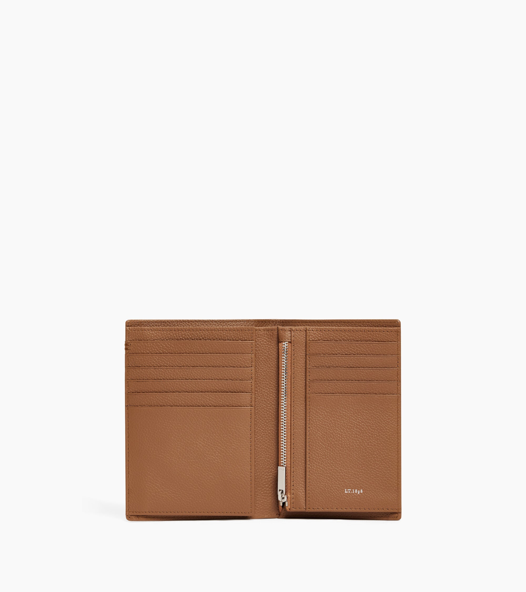 Portefeuille vertical moyen modèle zippé 2 volets Lucien en cuir grainé