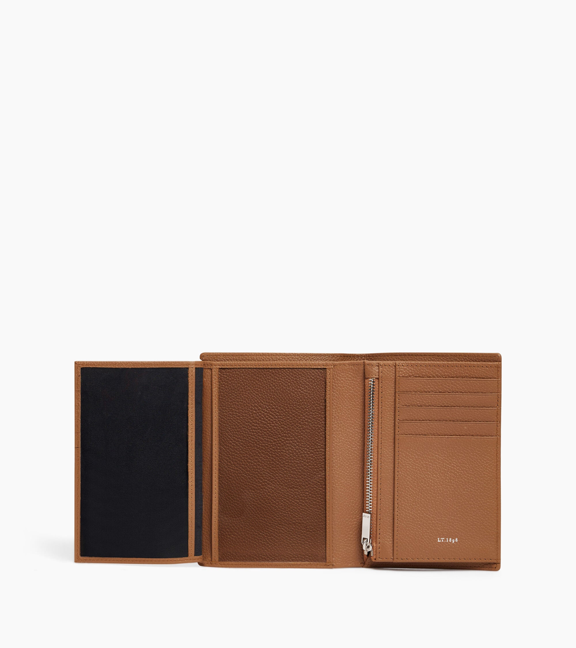 Portefeuille vertical moyen modèle zippé 2 volets Lucien en cuir grainé