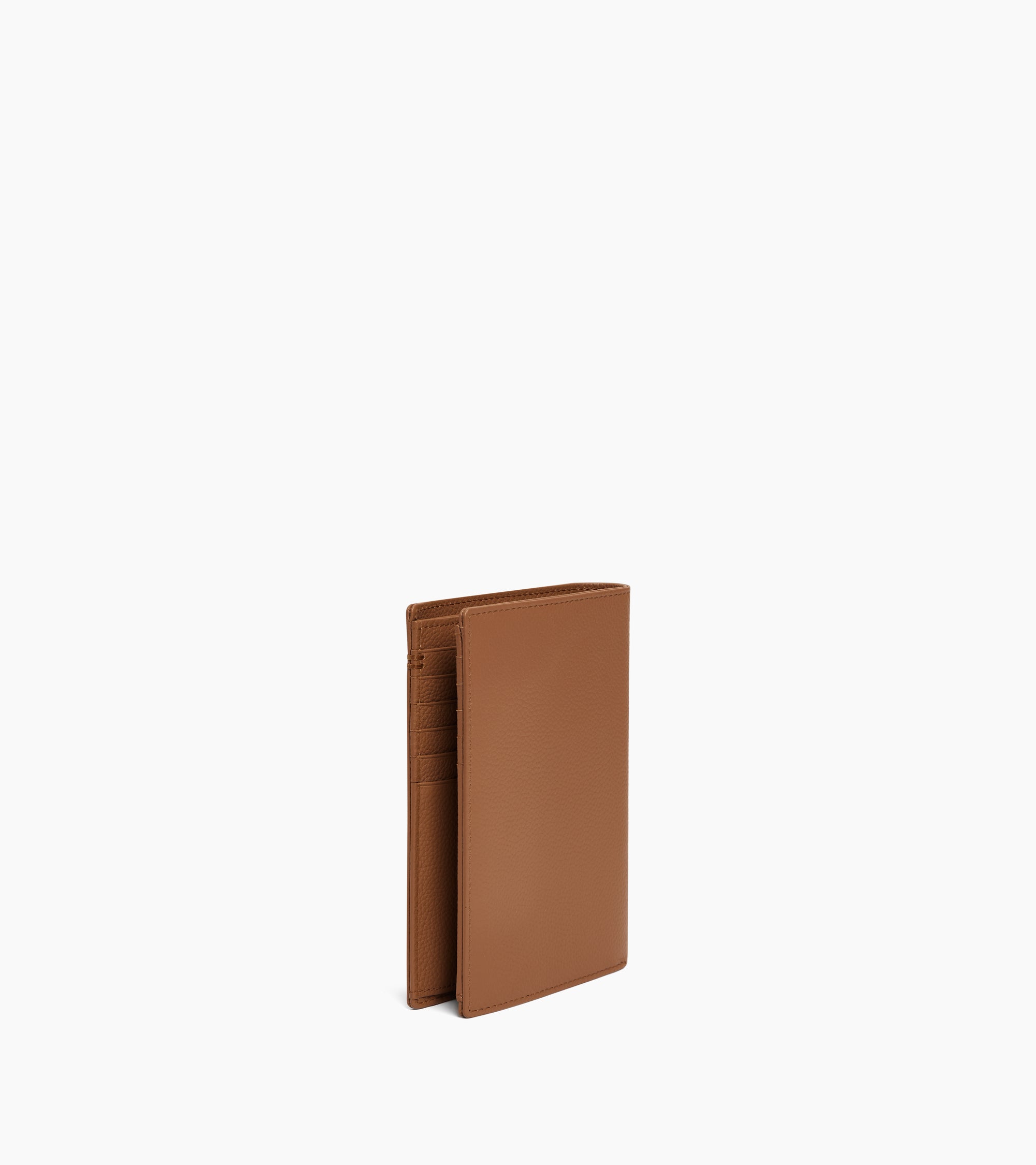Portefeuille vertical moyen modèle zippé 2 volets Lucien en cuir grainé