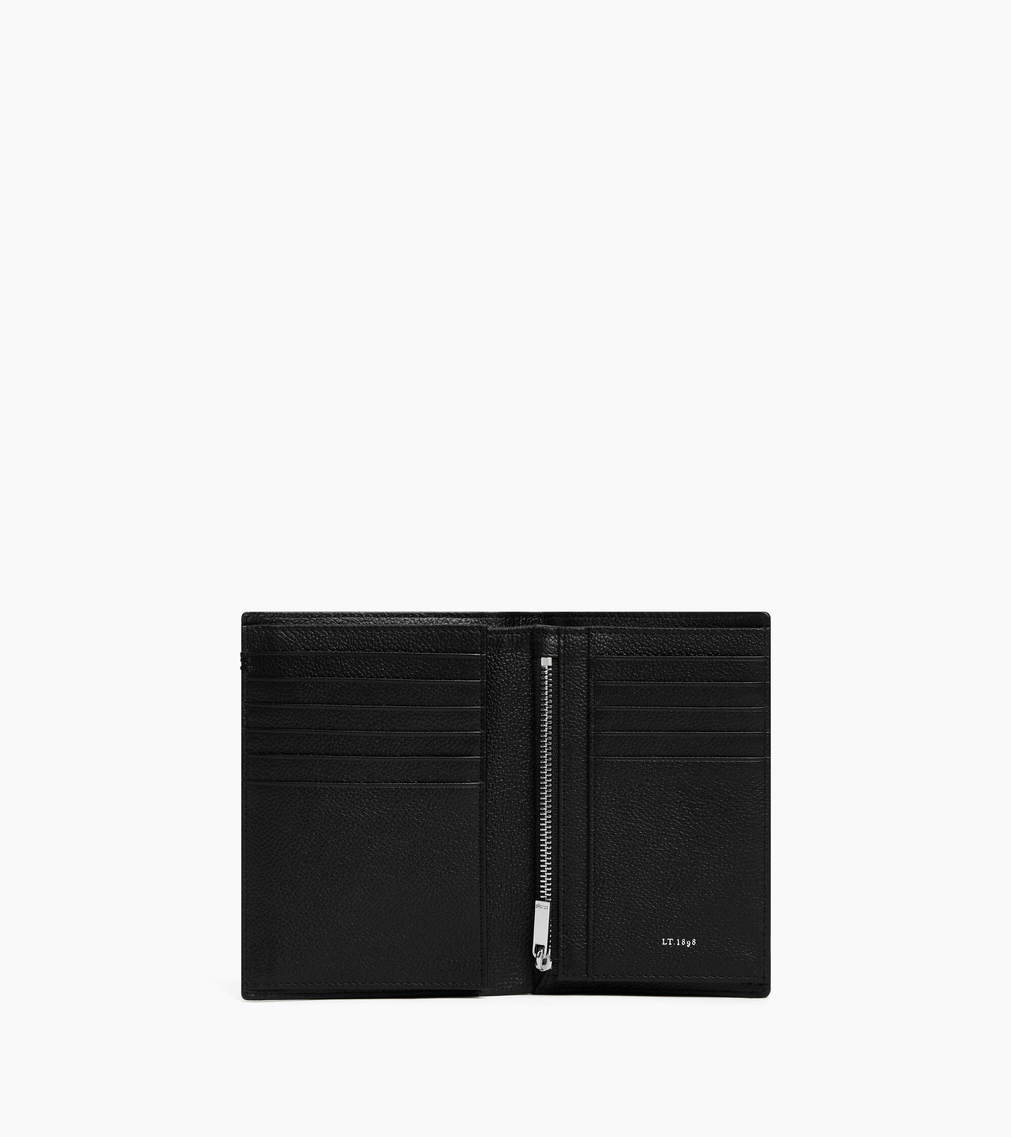Portefeuille vertical moyen modèle zippé 2 volets Lucien en cuir grainé