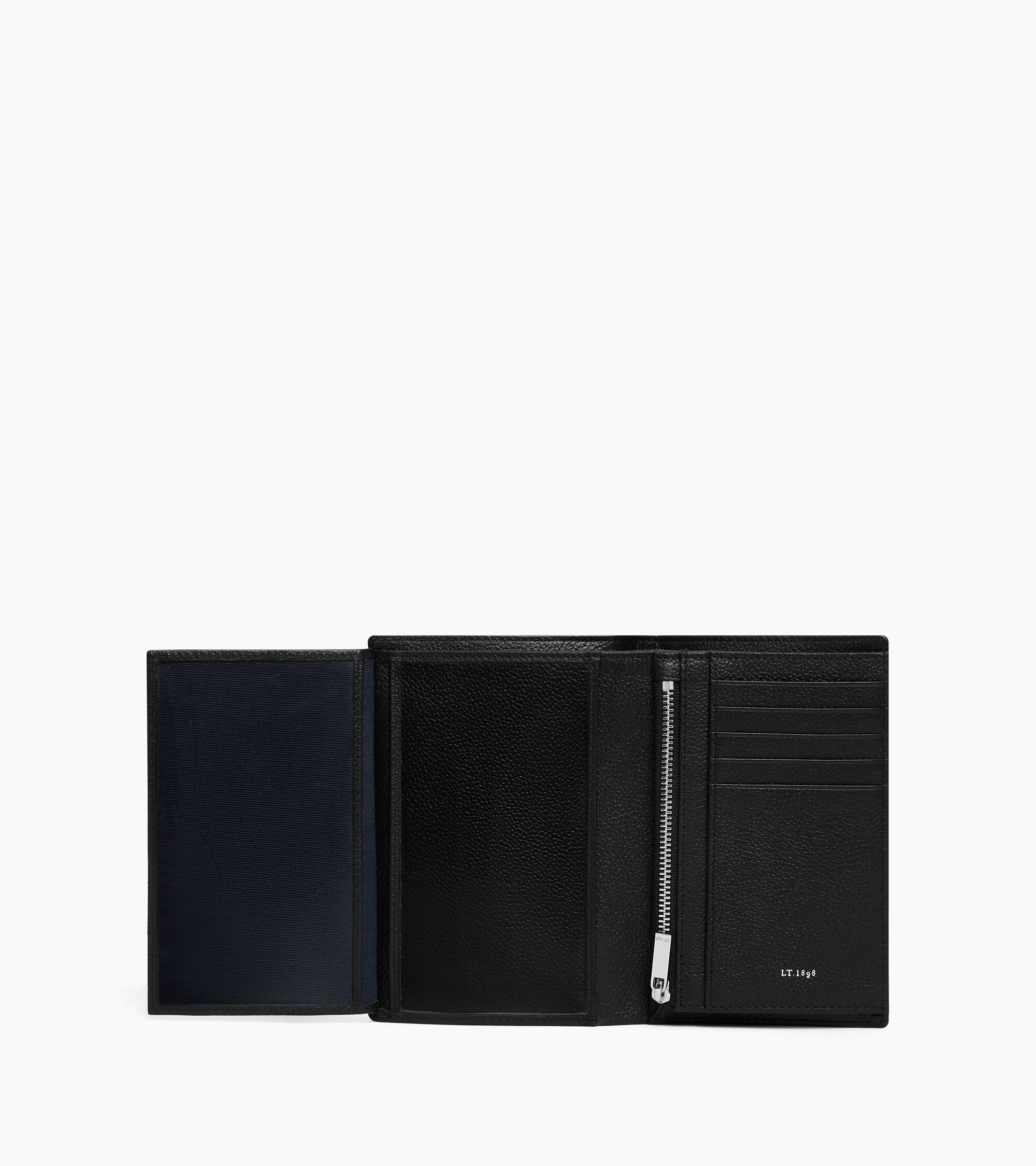 Portefeuille vertical moyen modèle zippé 2 volets Lucien en cuir grainé