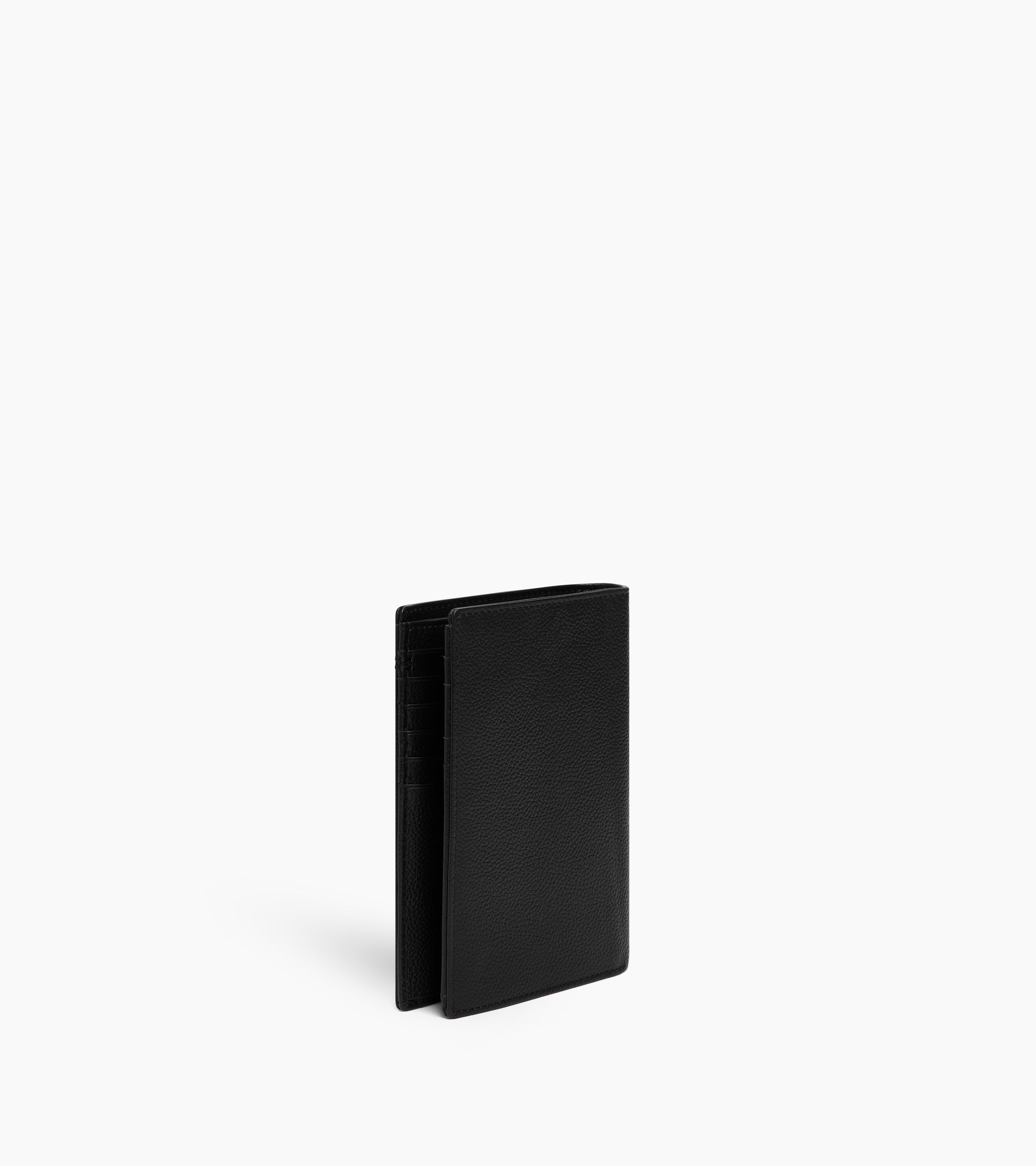 Portefeuille vertical moyen modèle zippé 2 volets Lucien en cuir grainé
