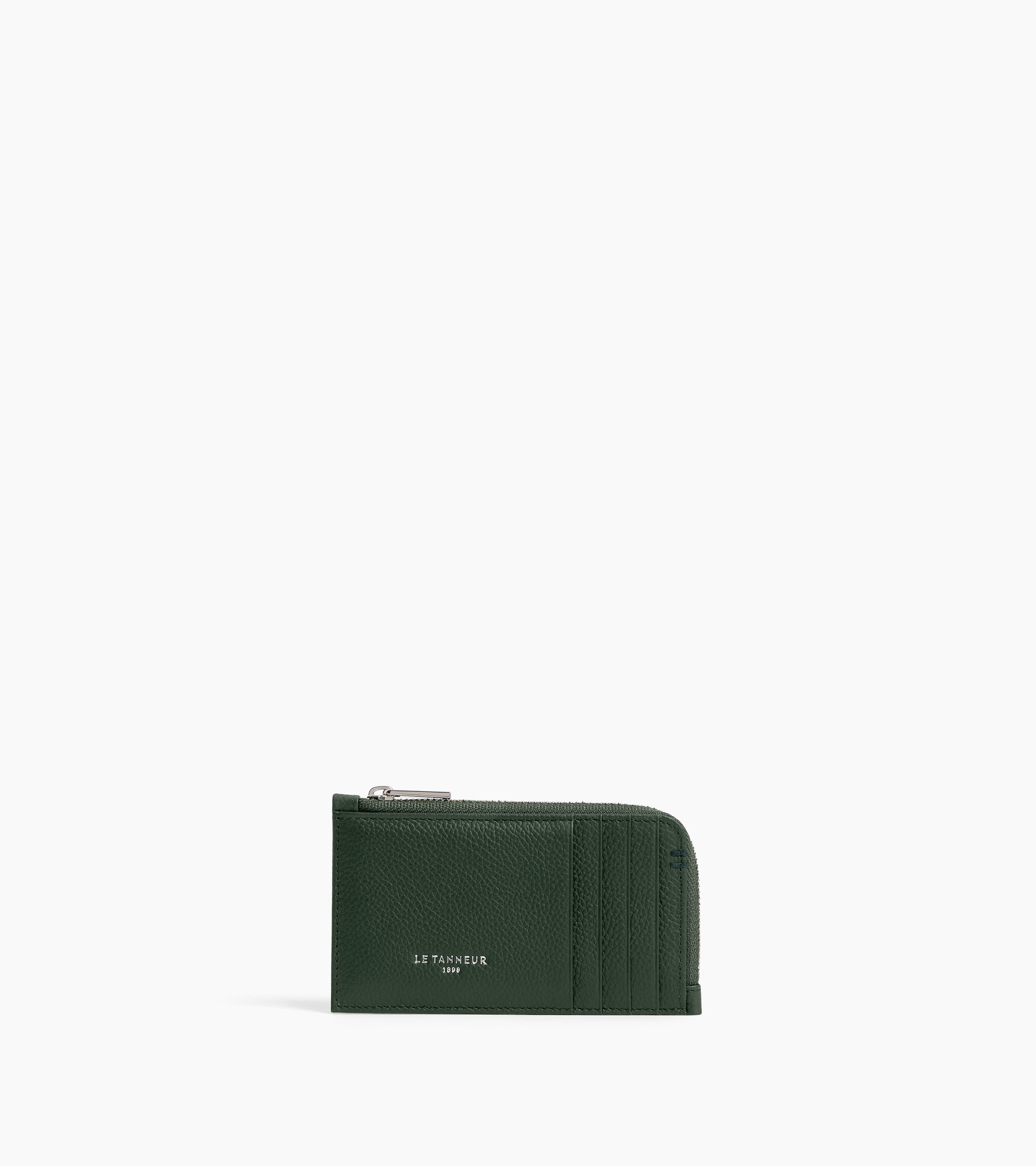 Porte cartes large zippé Lucien en cuir grainé