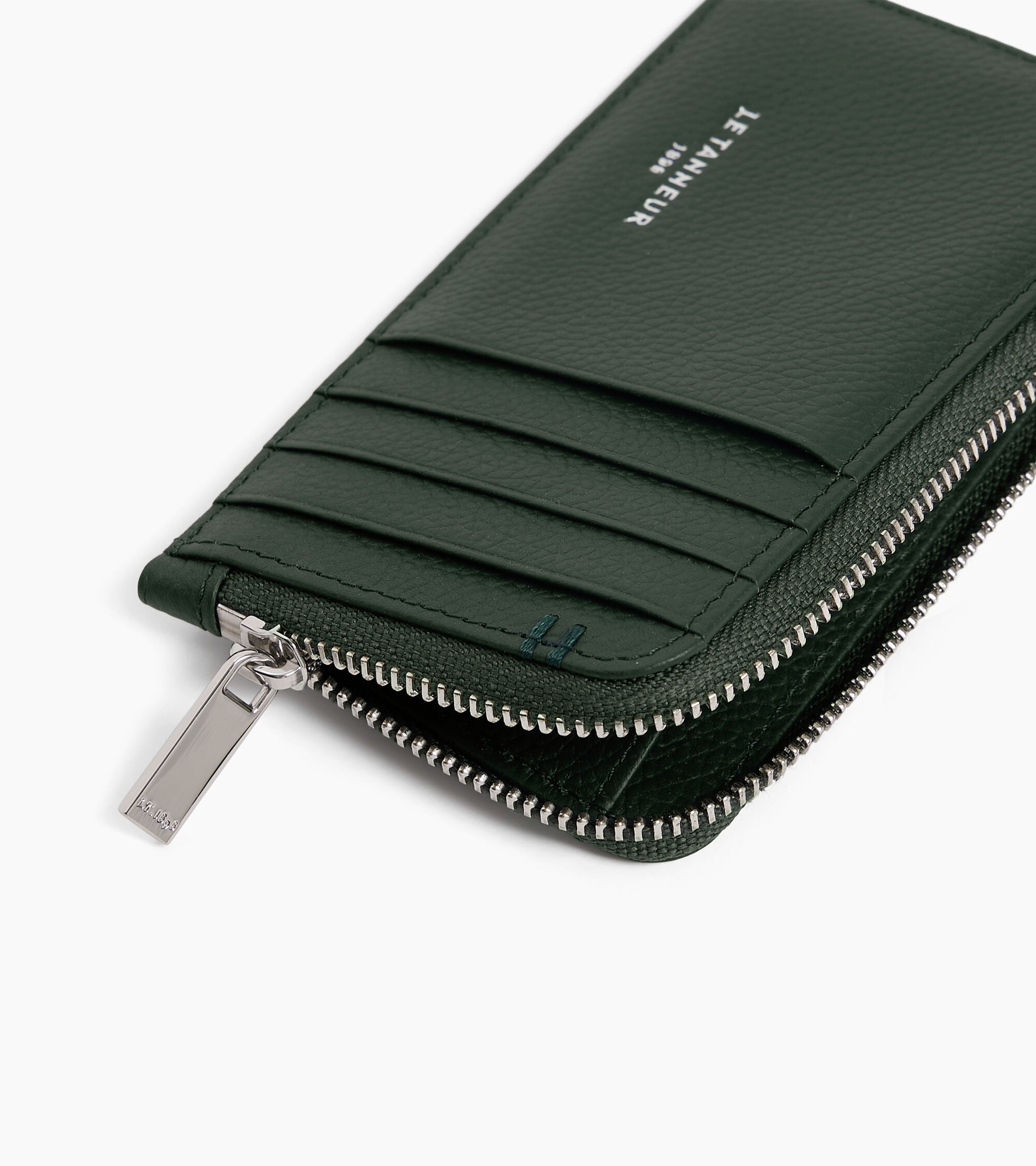 Porte cartes large zippé Lucien en cuir grainé